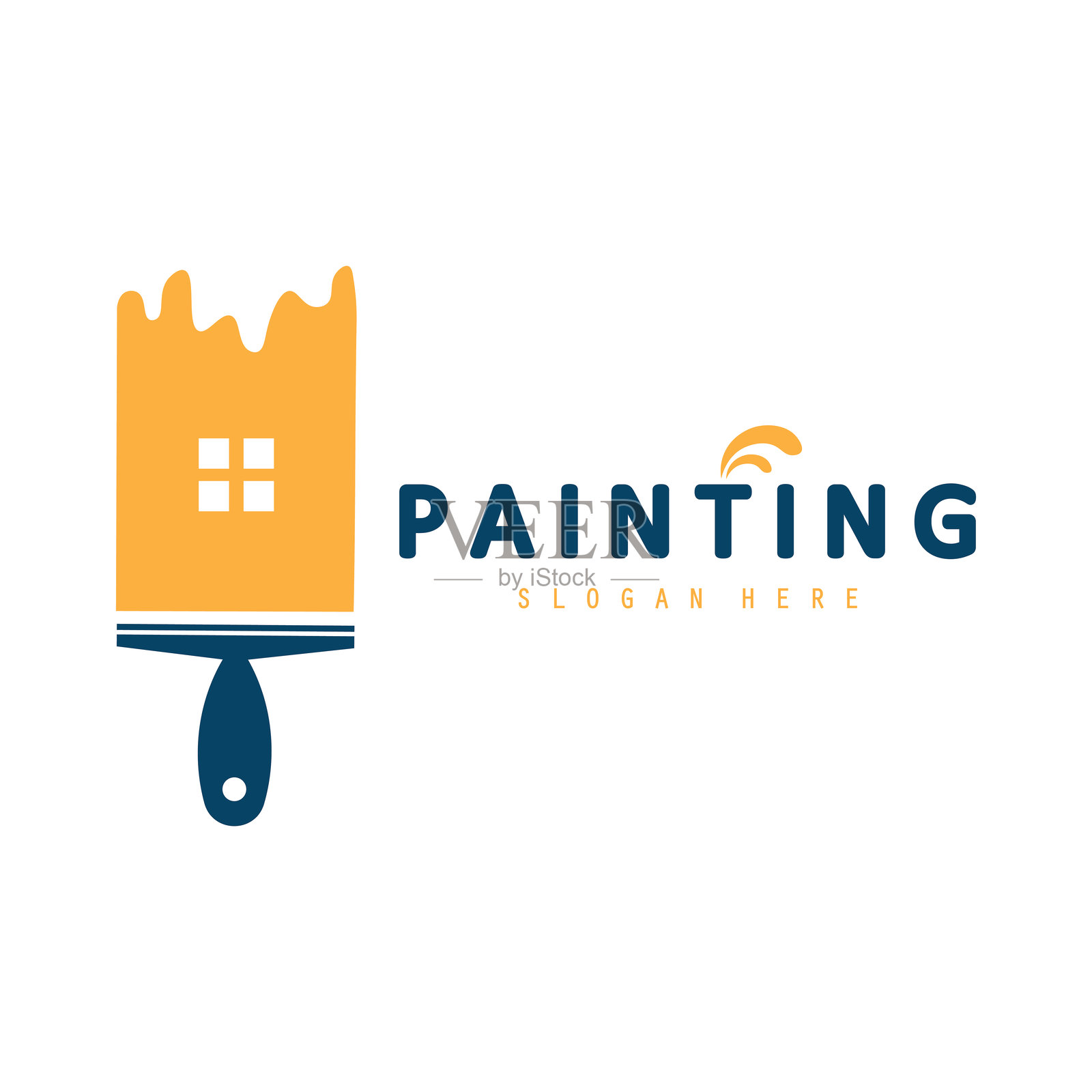 绘画logo，房地产与住宅业务logo设计，画笔logo模板插画图片素材