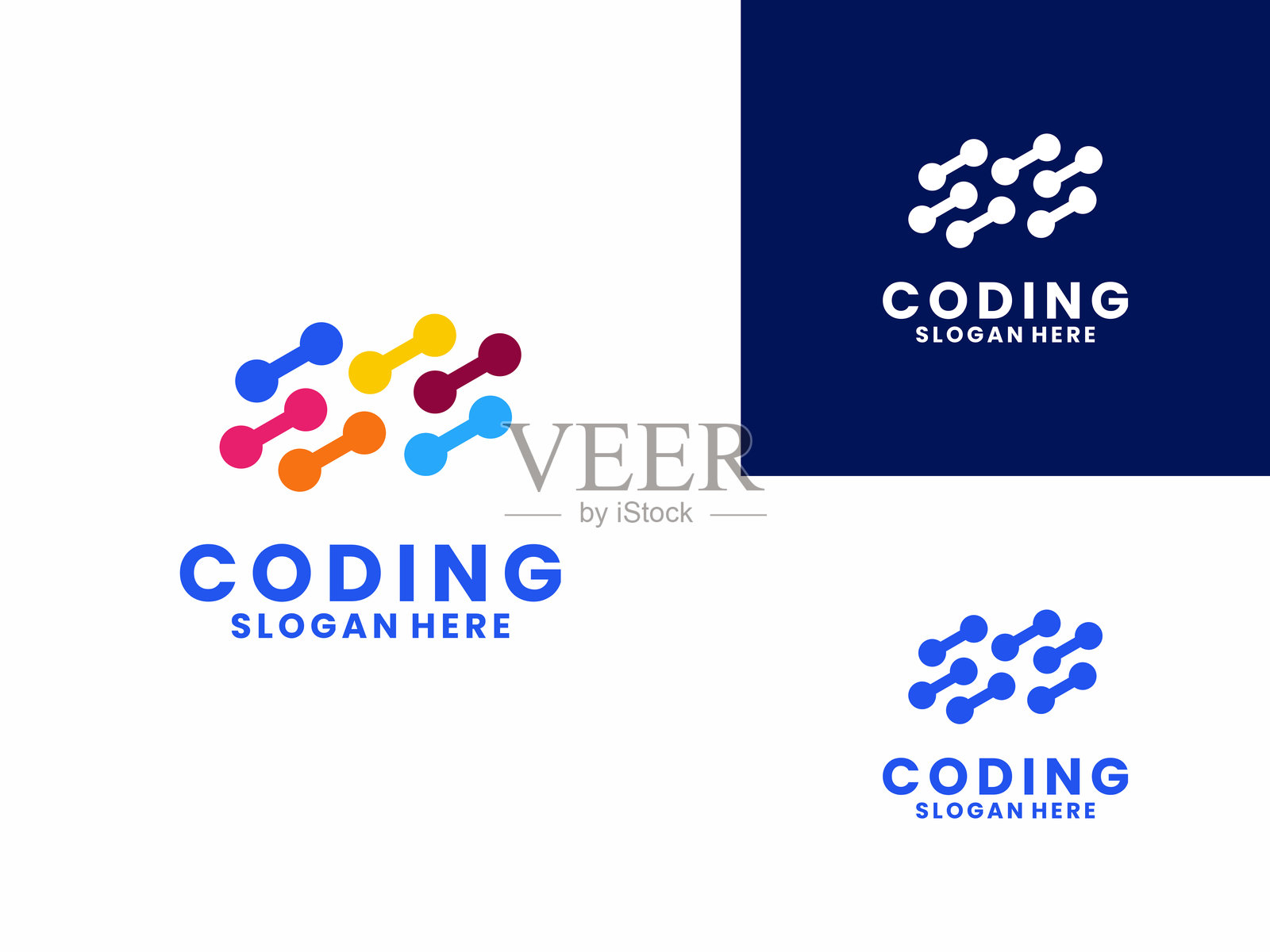 抽象编码logo设计矢量图。现代代码logo设计模板插画图片素材