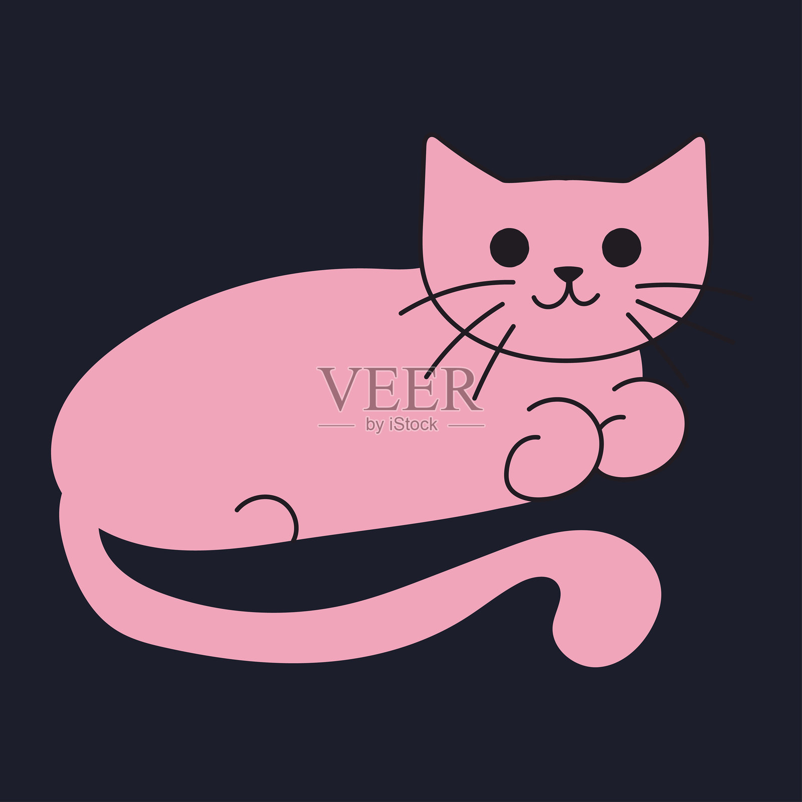 手绘彩色猫咪。卡通风格矢量插图。插画图片素材