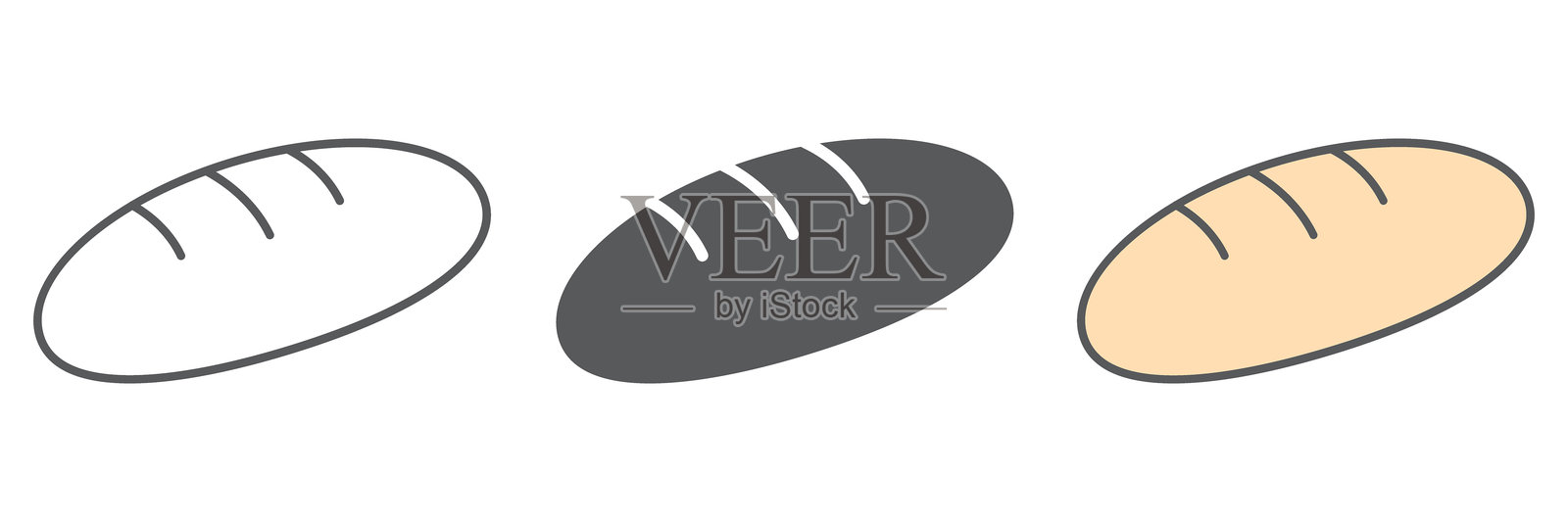 面包图标集合，糕点和面包店，食品图标集，矢量图形，白色背景上的线性图案插画图片素材