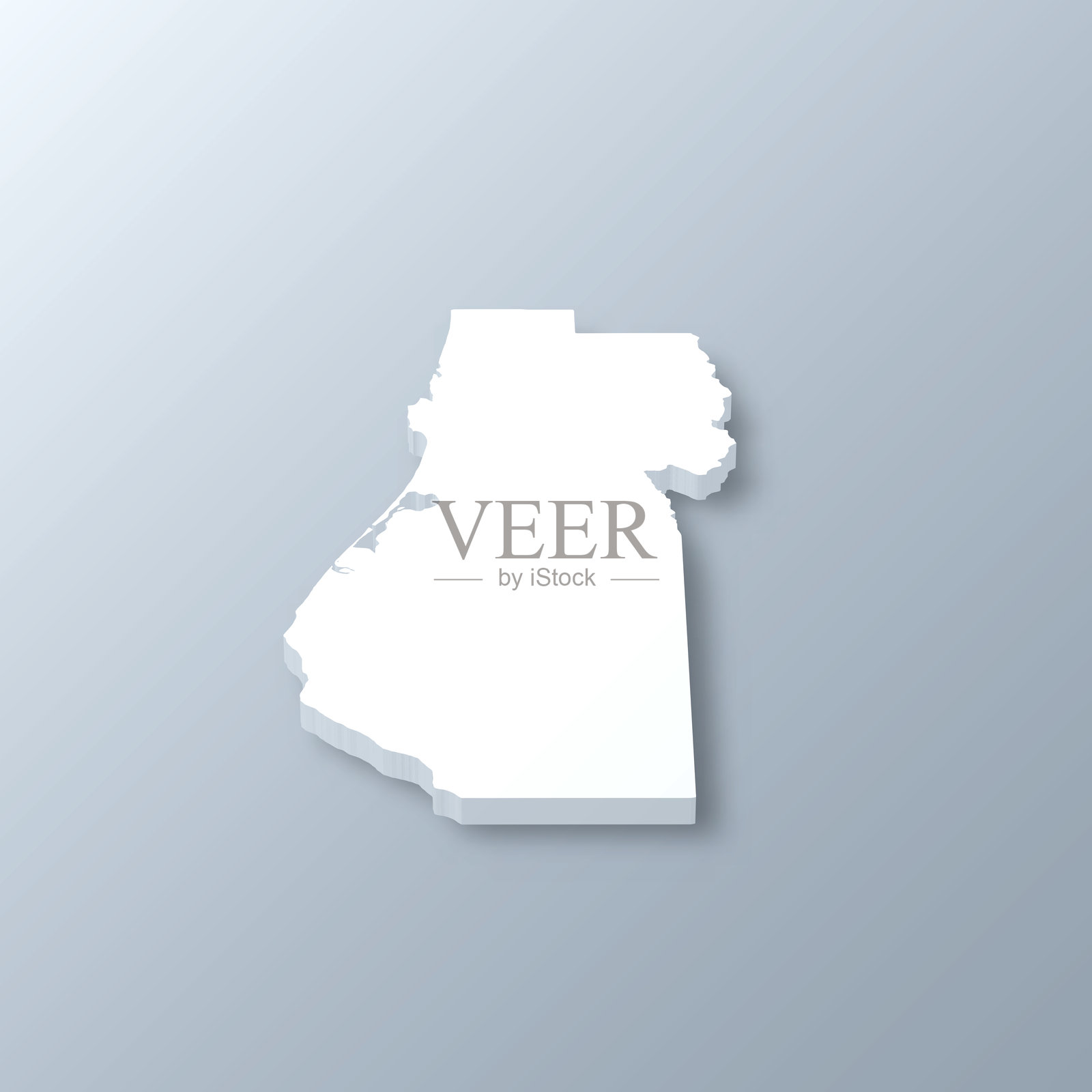 加利福尼亚州洪堡县。灰色背景上的3D地图插画图片素材