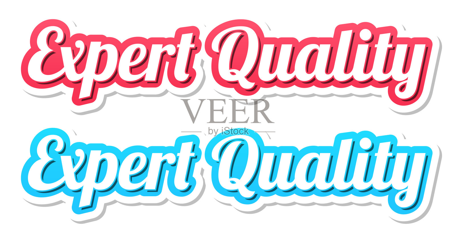 专家品质 - 白色背景上的红色和蓝色3D文字插画图片素材