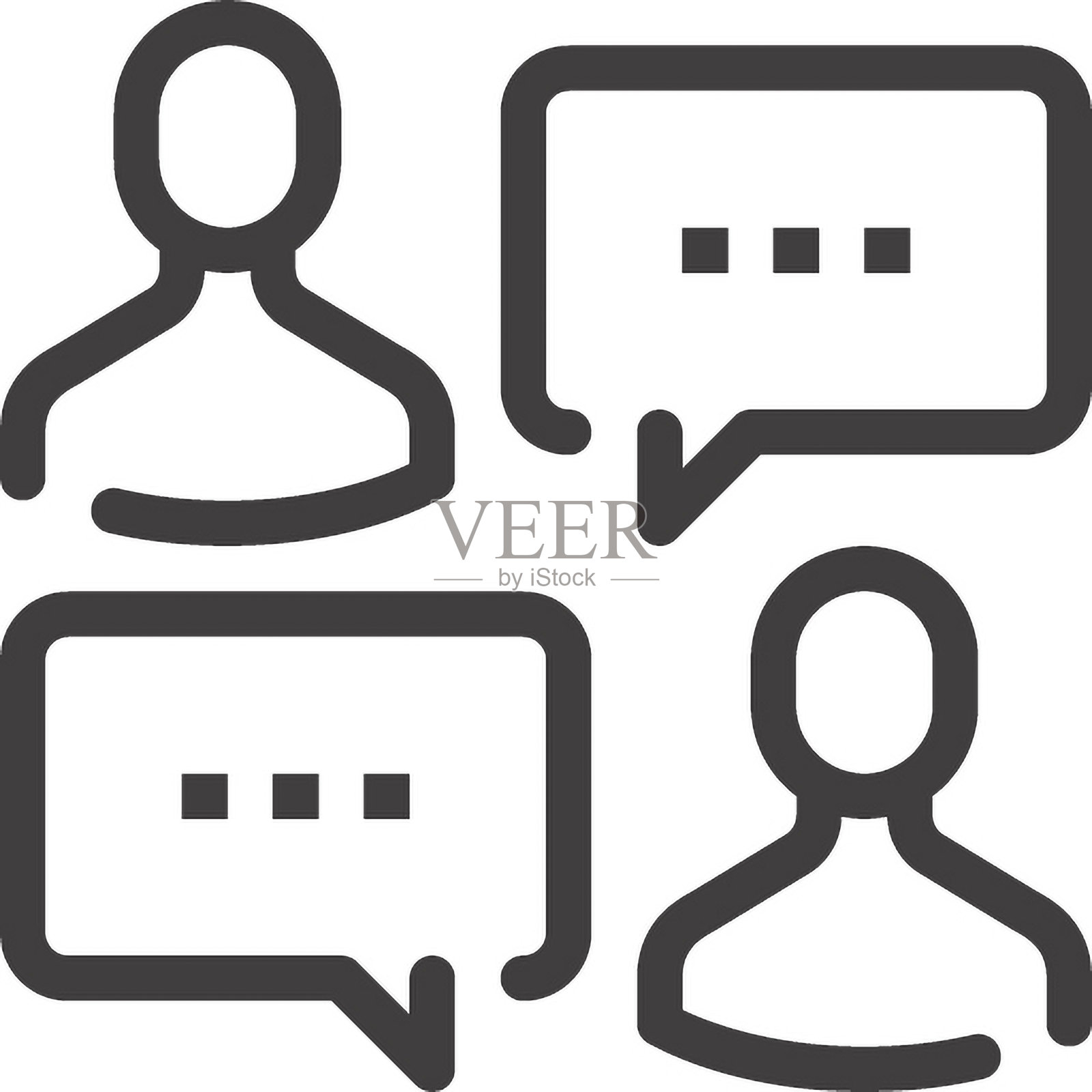 意见分享扁平线条网页图标概念插画图片素材