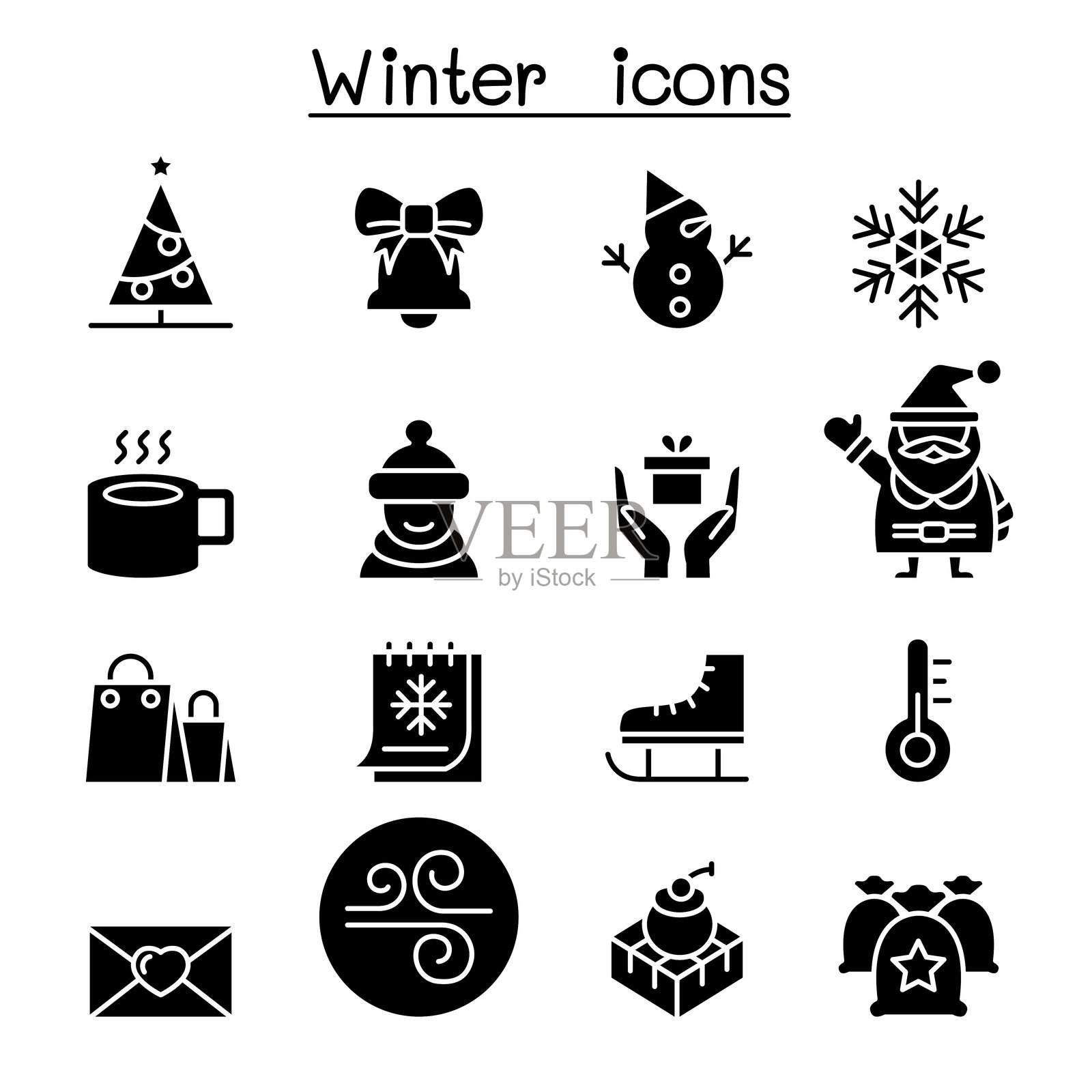 冬季图标集（图形风格）插画图片素材