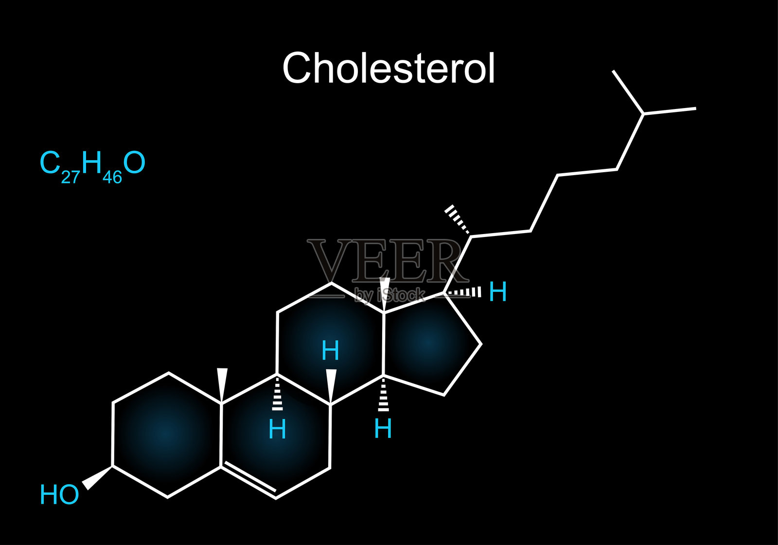 胆固醇分子。脂质的骨架结构式插画图片素材