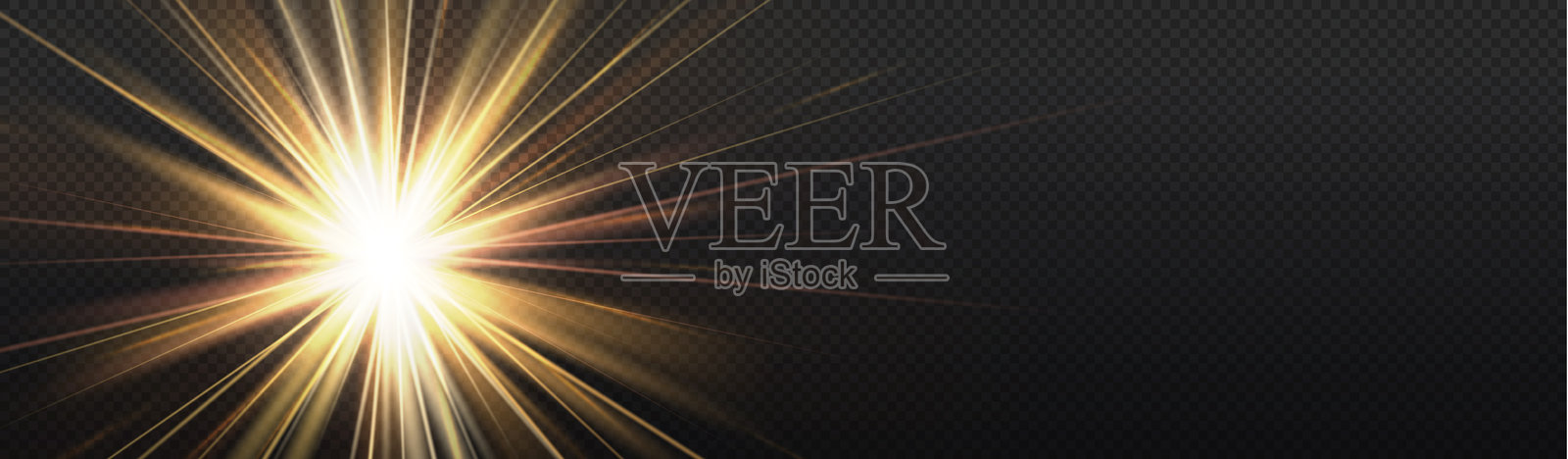 水晶星。水晶光线，阳光照射出红色、黄色和蓝色的彩虹。光学火光效果。矢量镜头眩光泄漏反射效果。阳光闪烁。阳光束。插画图片素材