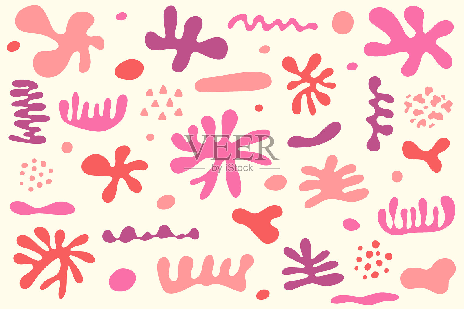 一组手绘的有机形状。包含抽象元素的设计。矢量插图插画图片素材