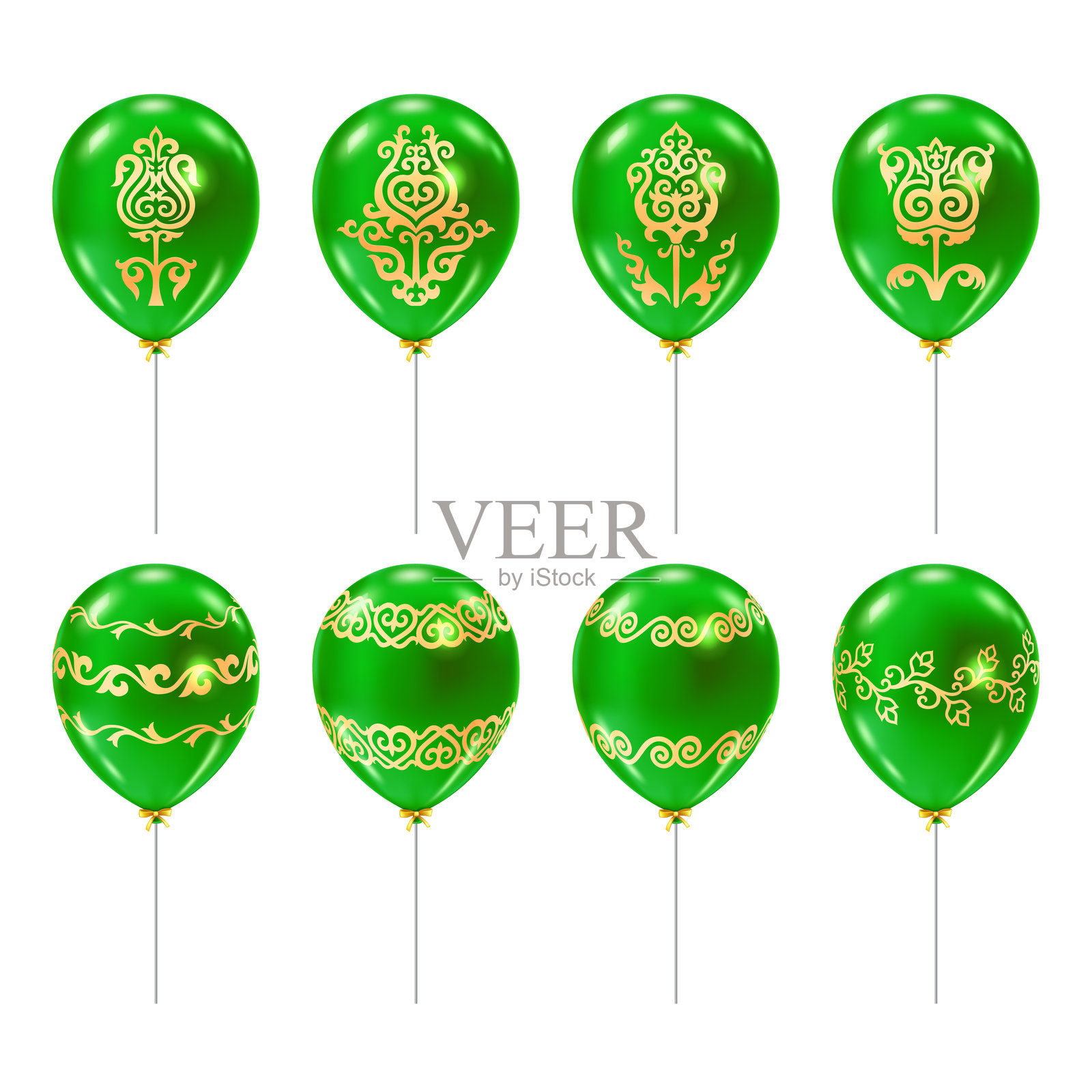 带有传统哈萨克装饰的气球8插画图片素材