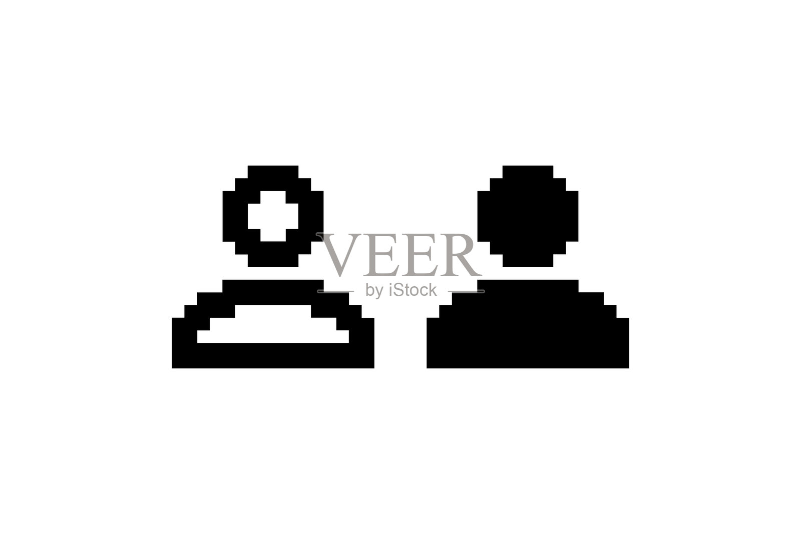 带有和不带交叉符号的像素化用户图标 矢量图插画图片素材