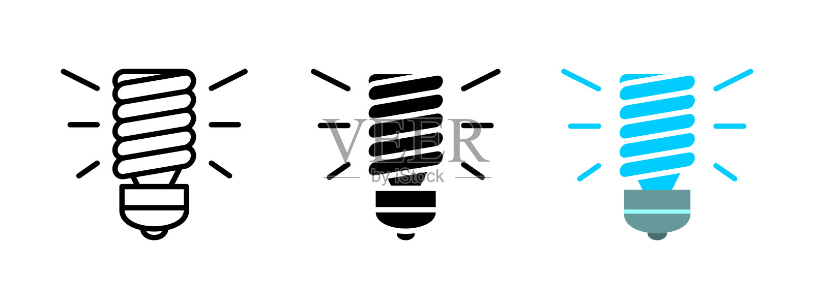 LED灯图标。节能灯泡符号。环保照明矢量插图。现代节电技术图标。照明和电力效率的创新。插画图片素材