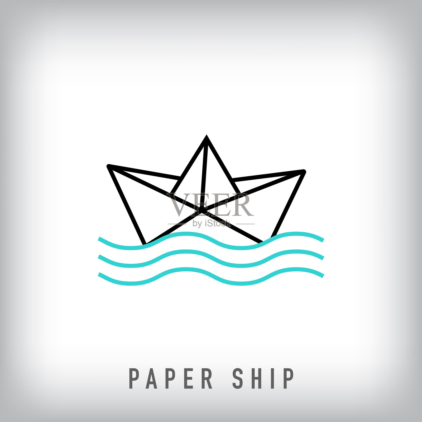 现代线性纸船设计。插画图片素材