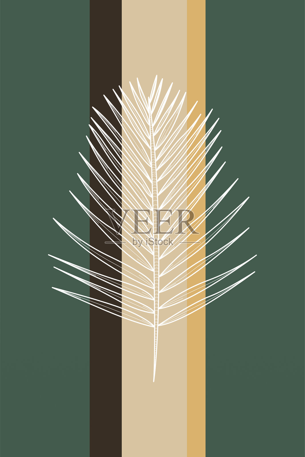 抽象植物墙面艺术装饰。波西米亚风格花卉墙面装饰可打印海报插画图片素材