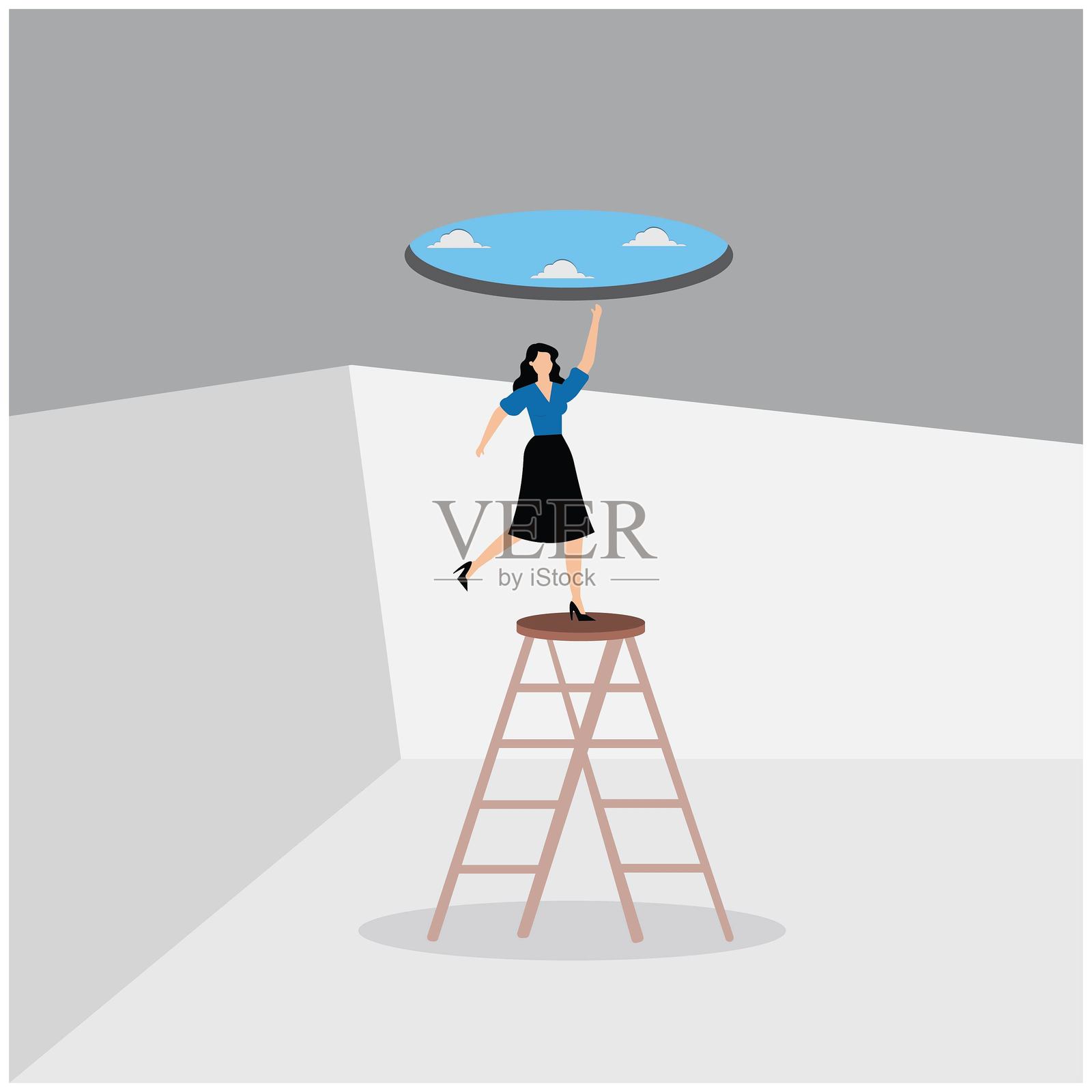 逃避、成就或成功的到达插画图片素材