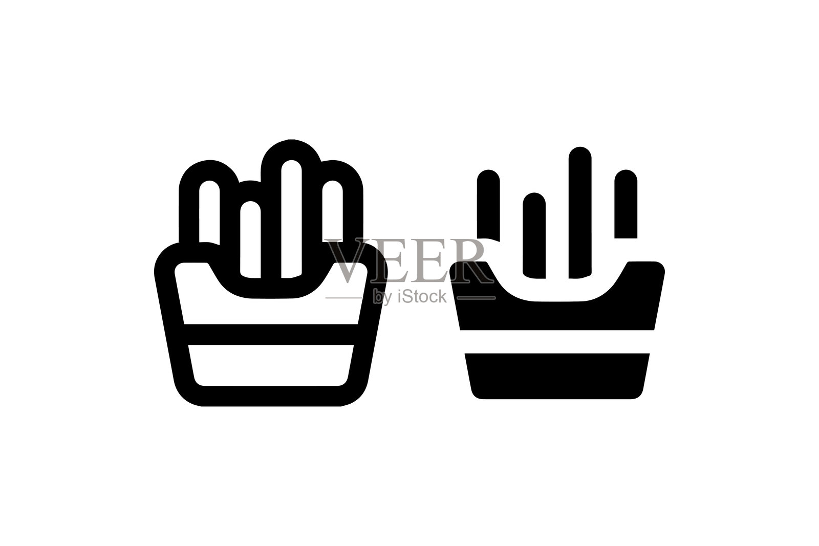 黑白薯条图标 矢量图插画图片素材