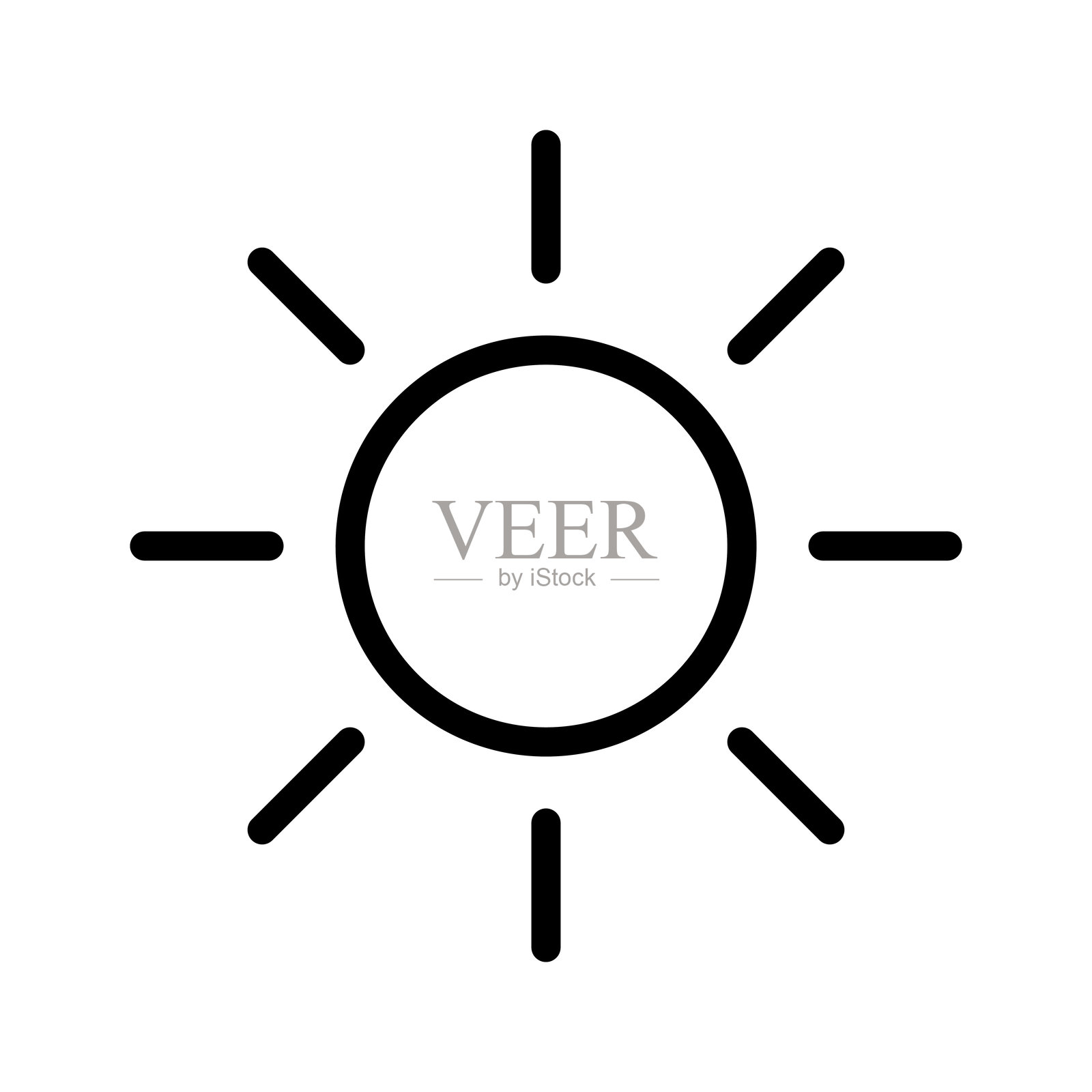 阳光图标，细线风格，矢量插图设计插画图片素材