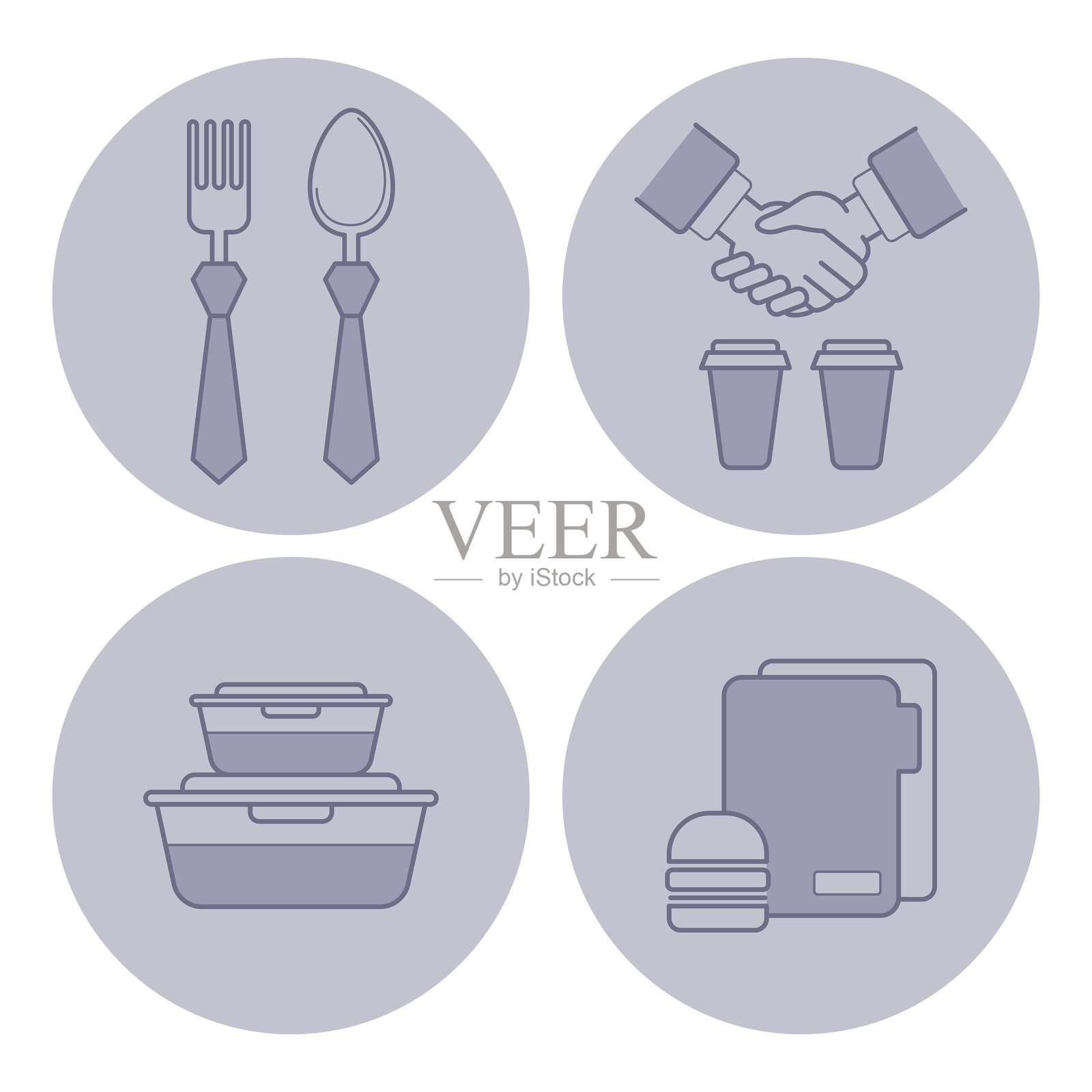 简单设计的餐点图标，用于与食品相关的活动插画图片素材