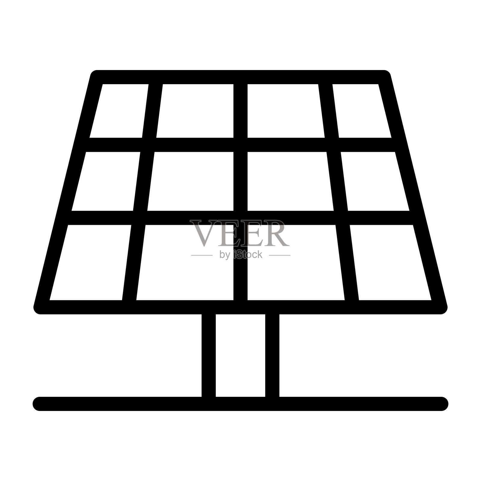 太阳能电池图标，细线风格矢量插图设计插画图片素材