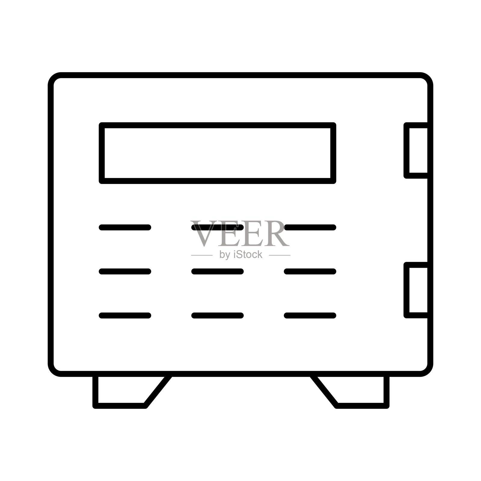 银行保险箱线条可编辑图标。网络安全钓鱼黑客网络犯罪保护插画图片素材