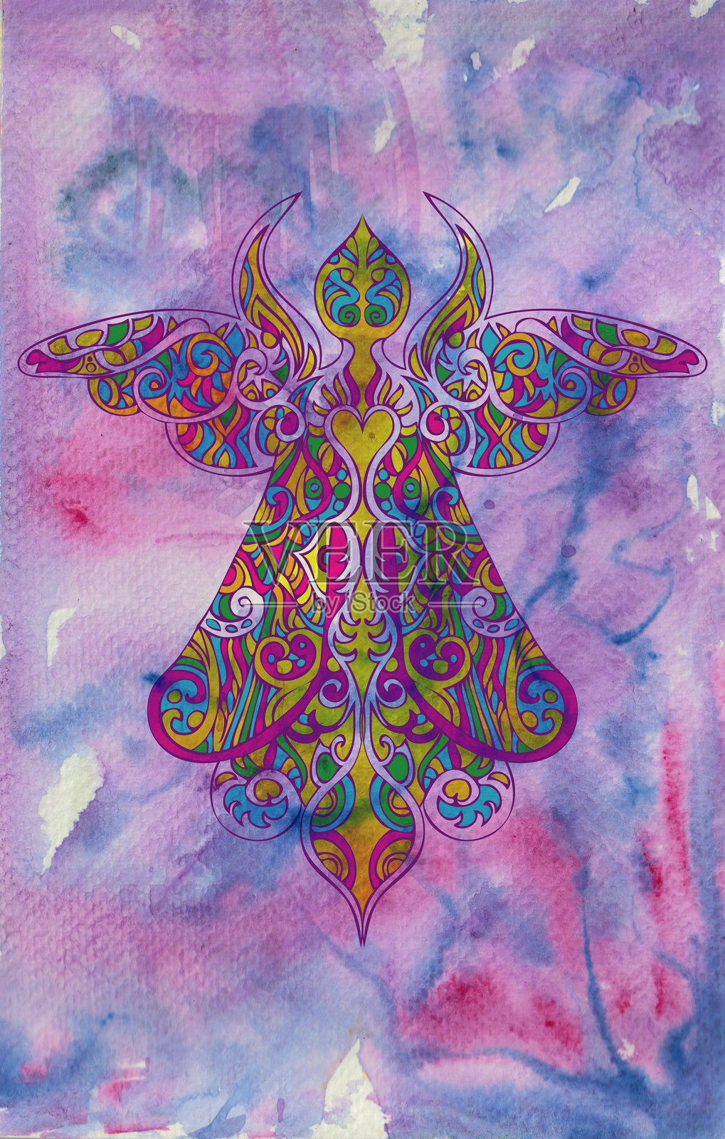 多云的天使插画图片素材