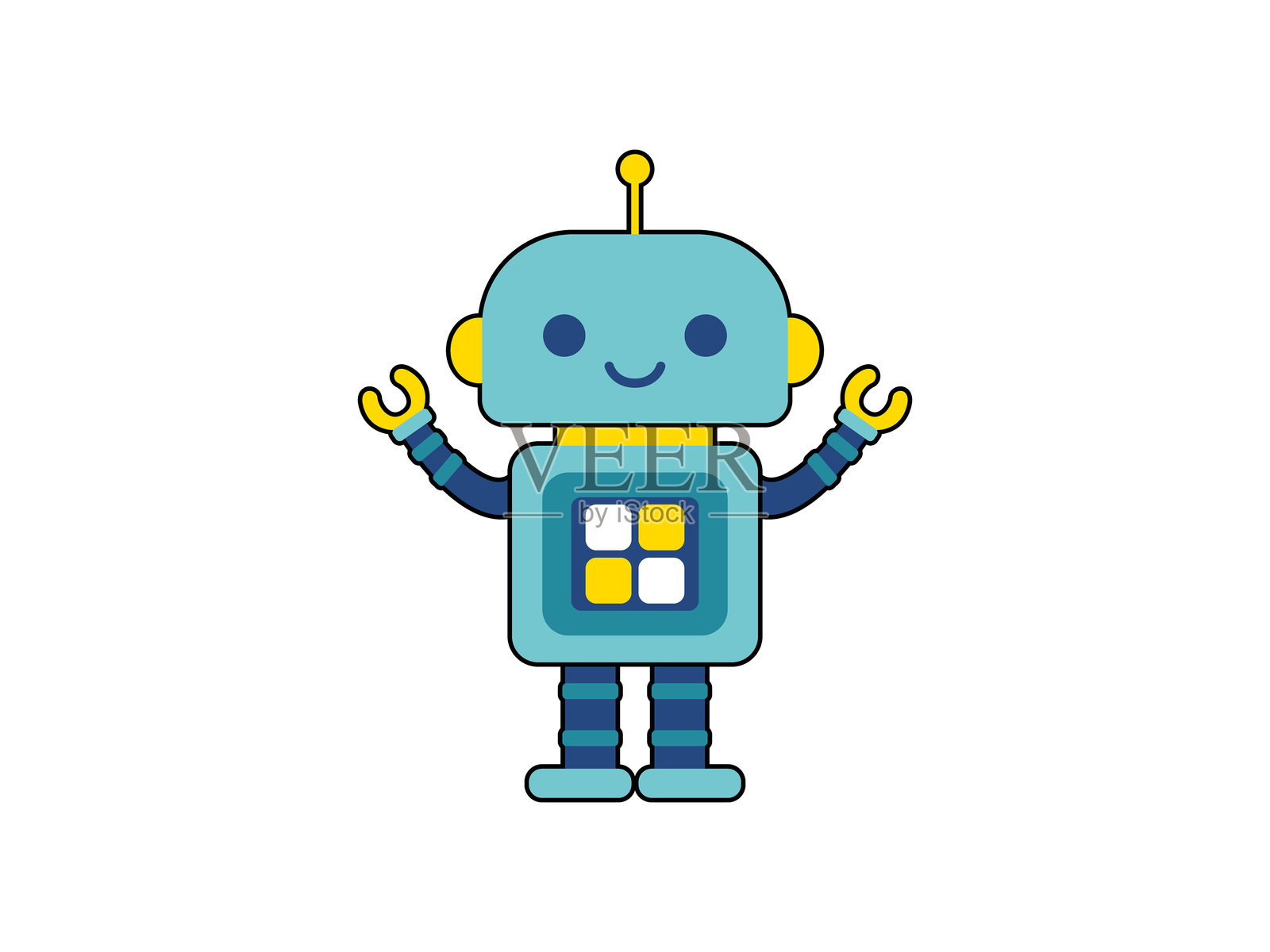 可爱的机器人角色插画图片素材