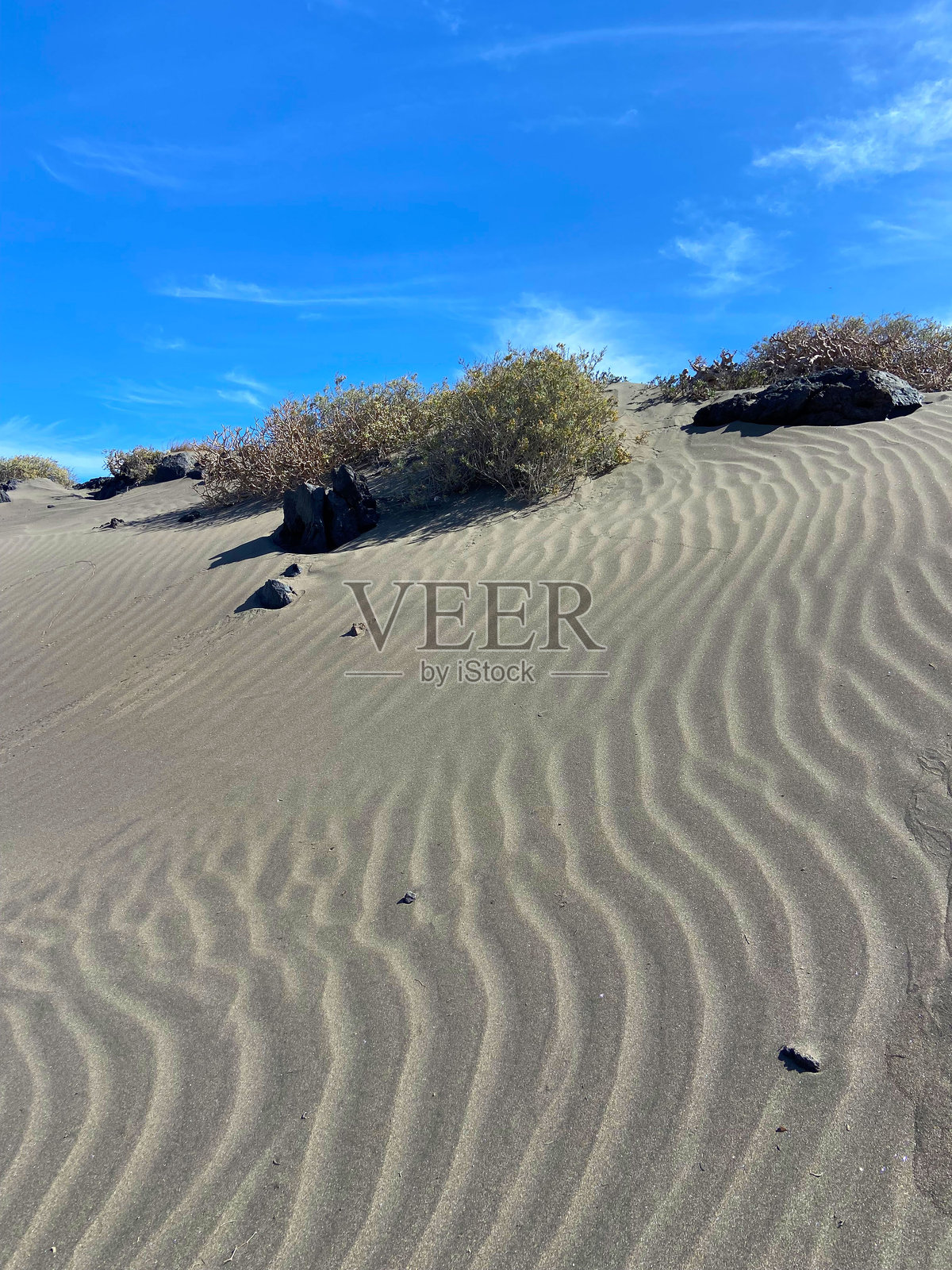 特内里费岛埃尔梅达诺的蒙塔尼亚佩拉达海滩火山沙丘景观。照片摄影图片