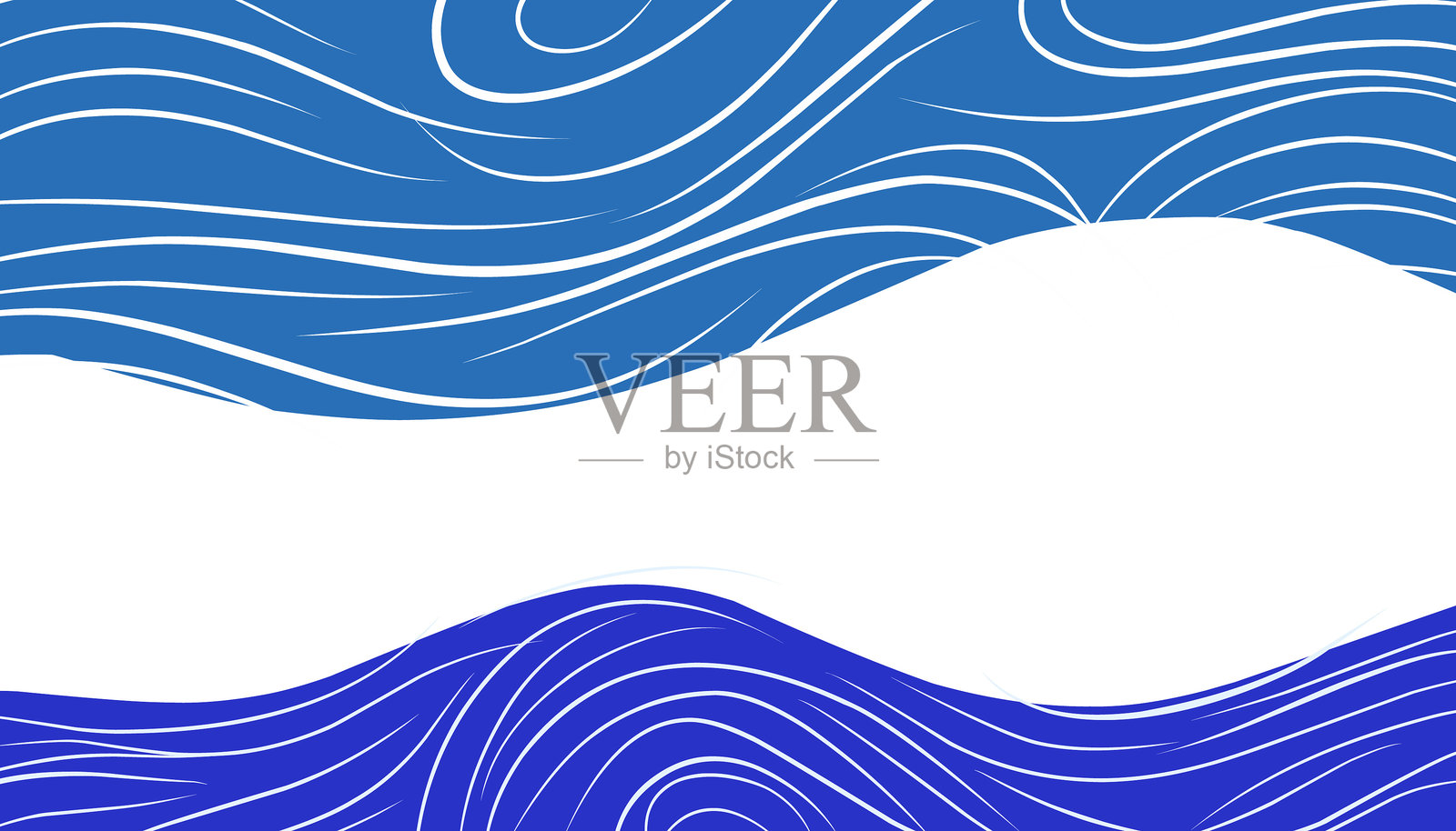 蓝色框架背景中的波形和线条插画图片素材