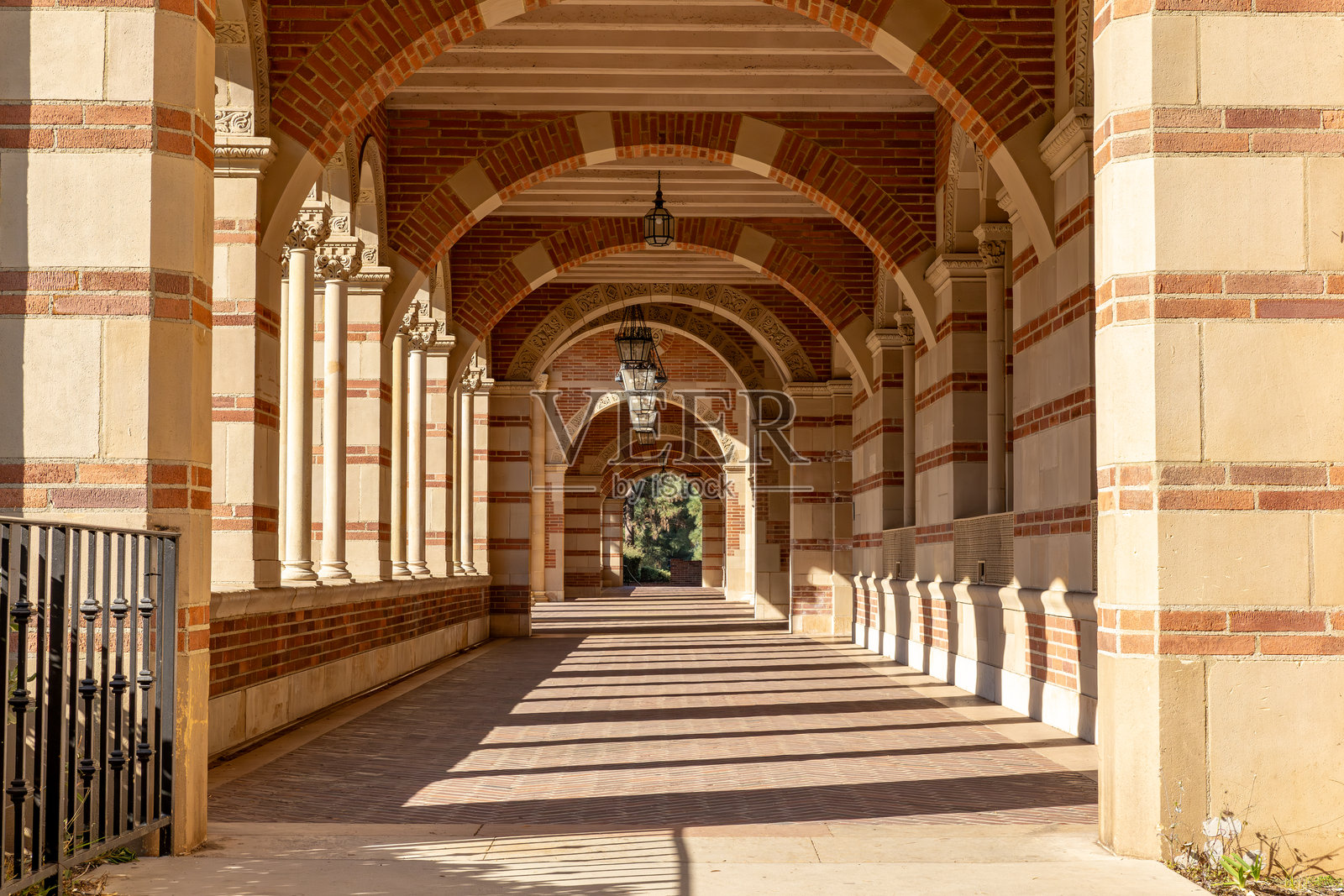 加州洛杉矶大学西伍德校区的罗伊斯大厅人行道照片摄影图片