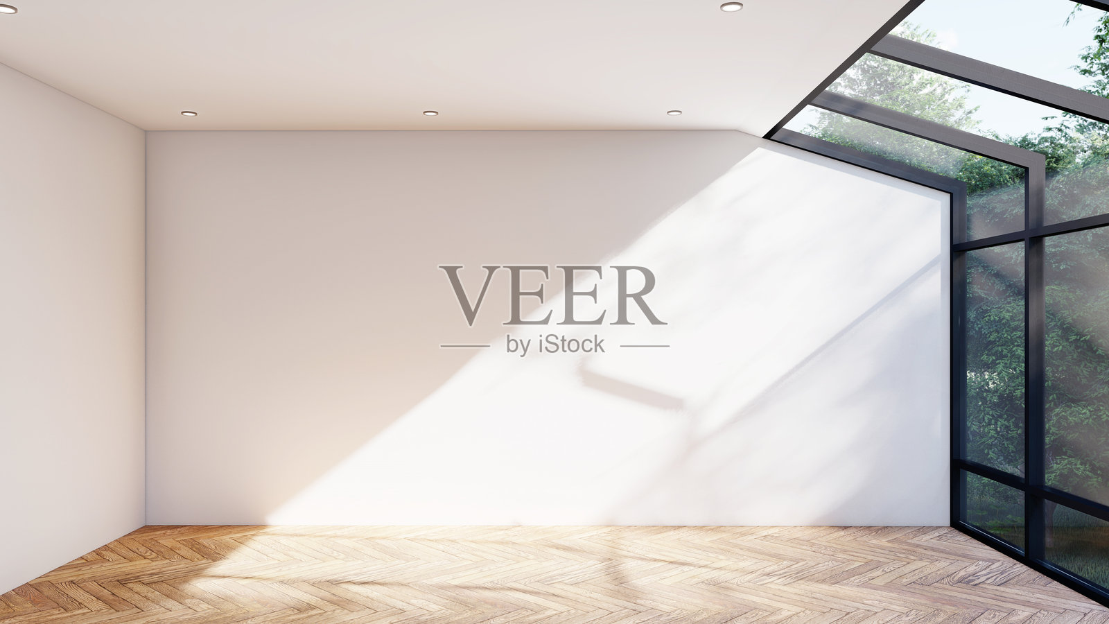 空荡荡的室内房间阴影墙面空间背景模拟建筑阳光。照片摄影图片