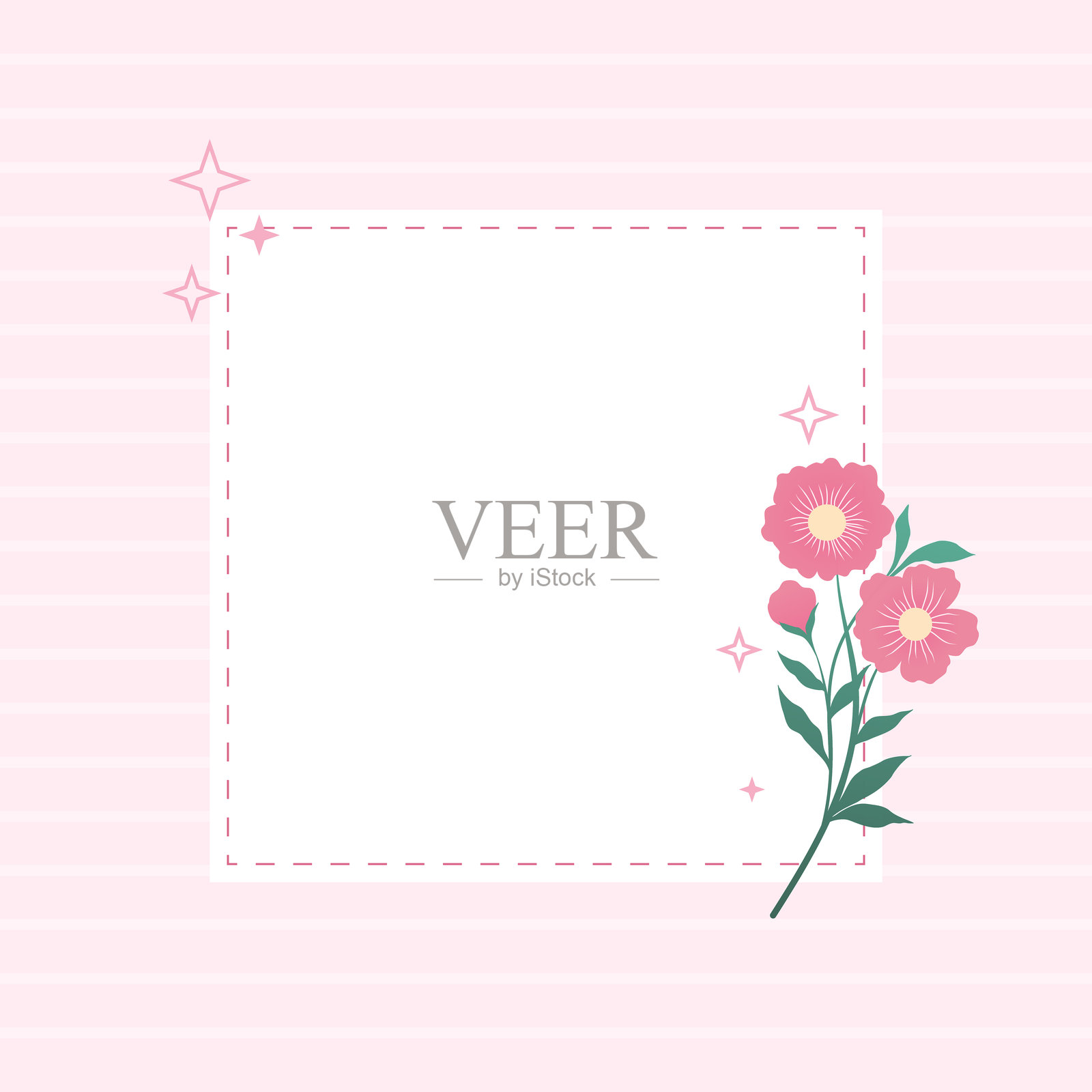 可爱的粉色花卉便签本和海报背景插画图片素材