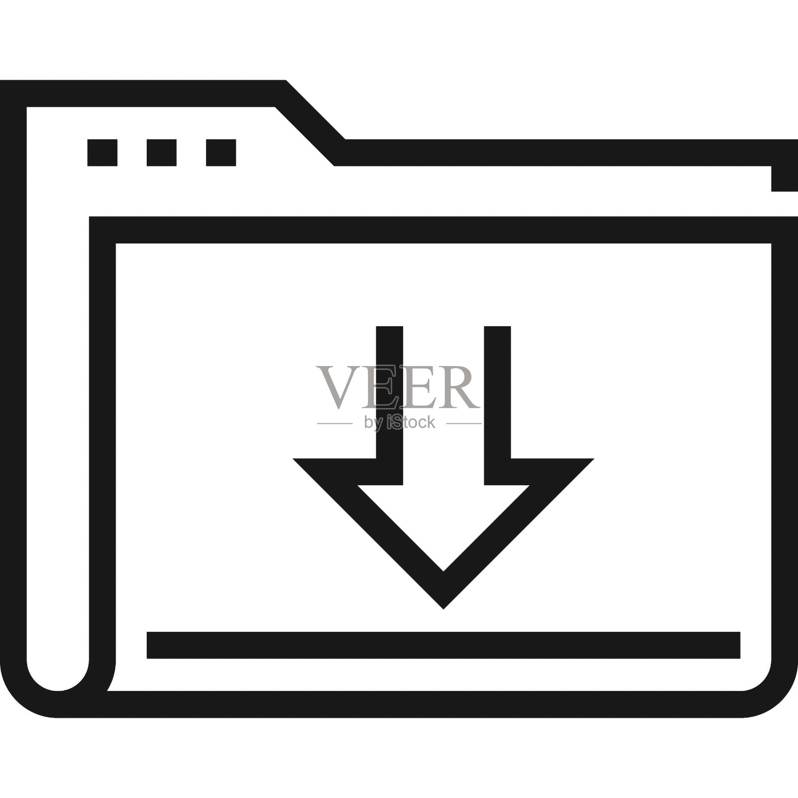 下载文件夹扁平线网页图标概念插画图片素材