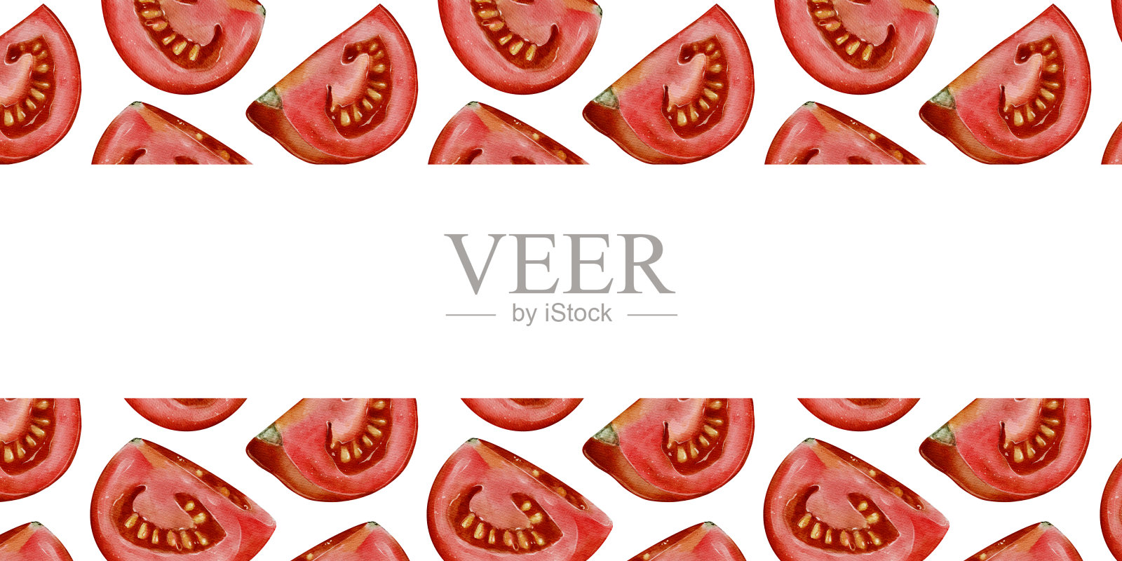 西红柿四分之一的水彩横幅插画图片素材
