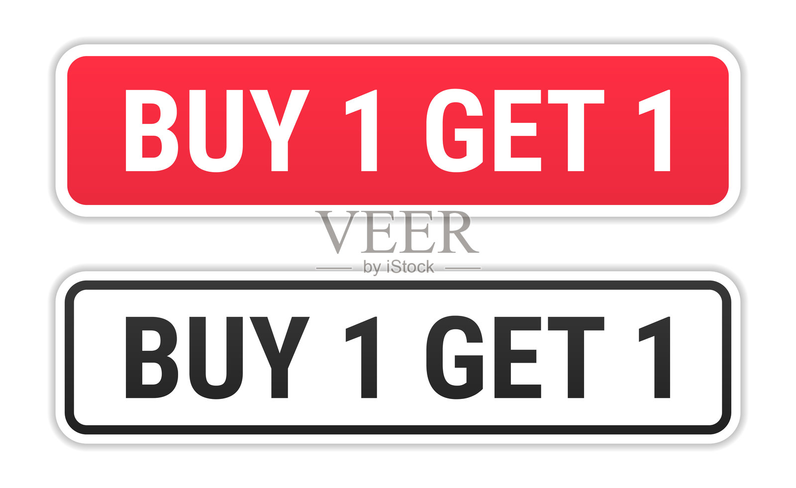 买一送一 - 红色和黑色标签在白色背景上插画图片素材