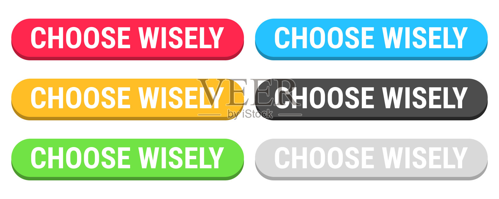 明智选择 - 彩色3D点击网页按钮在空白背景上插画图片素材