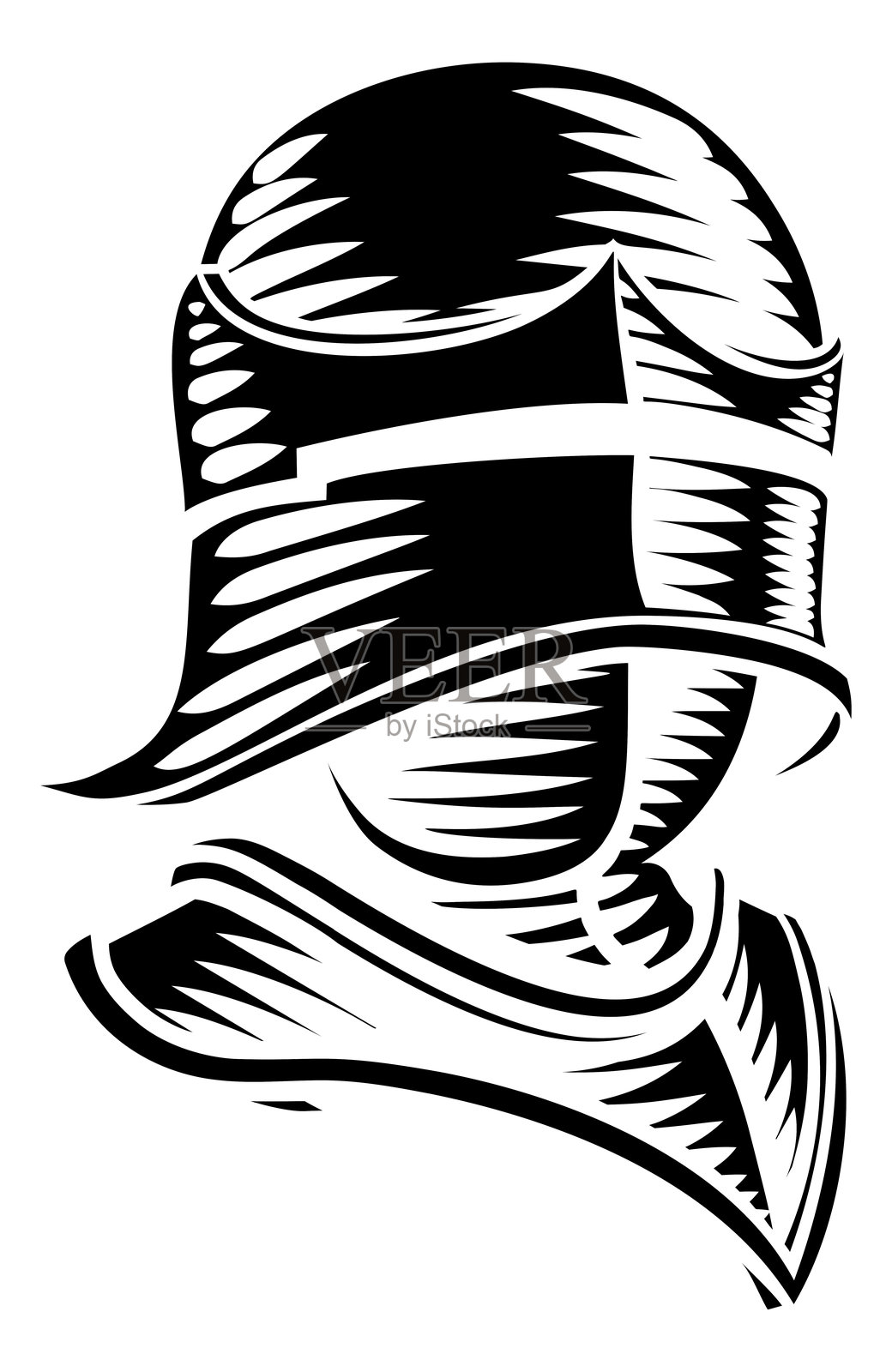 骑士头盔盔甲中世纪复古木刻插画图片素材