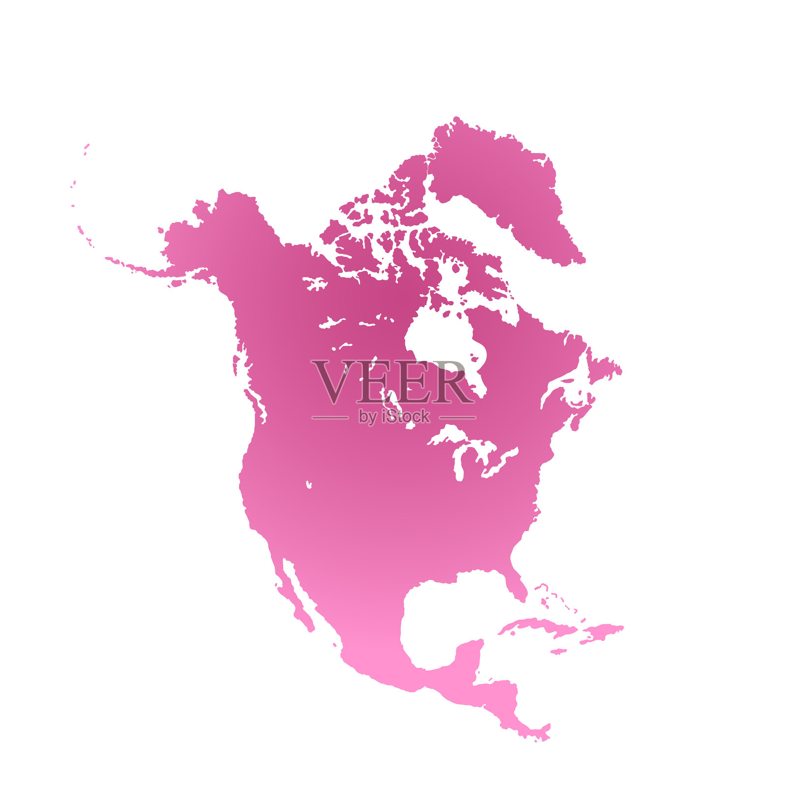 北美地图，标志轮廓。世界地图地球仪。矢量插图，透明背景下独立。美洲大陆插画图片素材