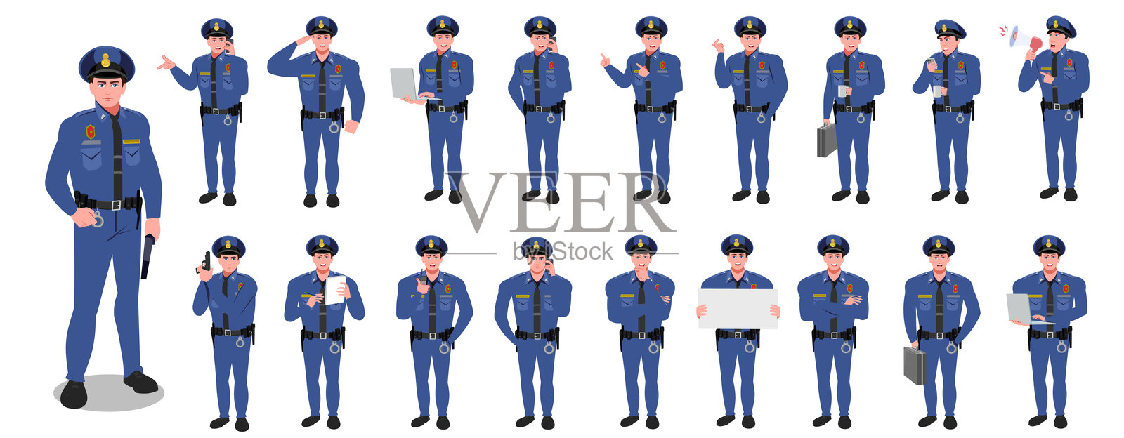 警察角色模型图表插画图片素材