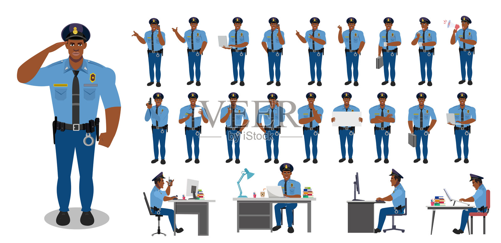 警察角色模型图表插画图片素材