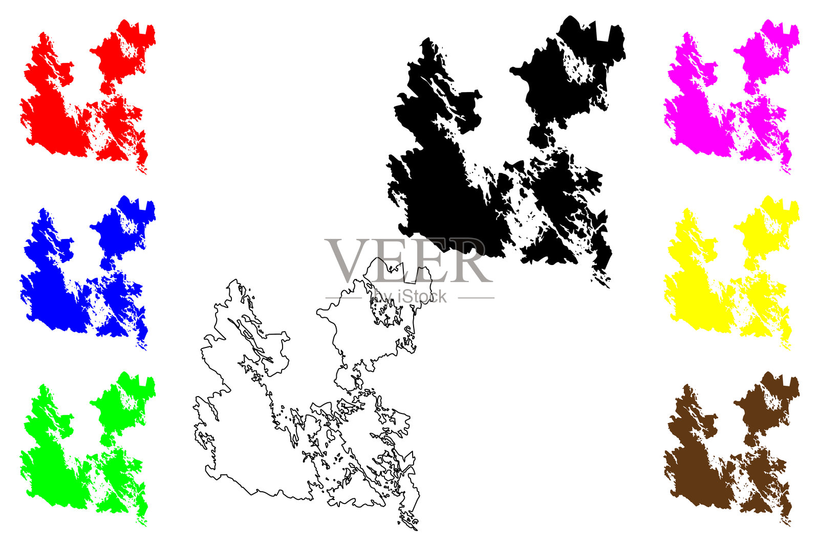 库奥皮奥市（芬兰共和国，北萨沃地区）地图矢量插图，库奥皮奥地图涂鸦草图插画图片素材