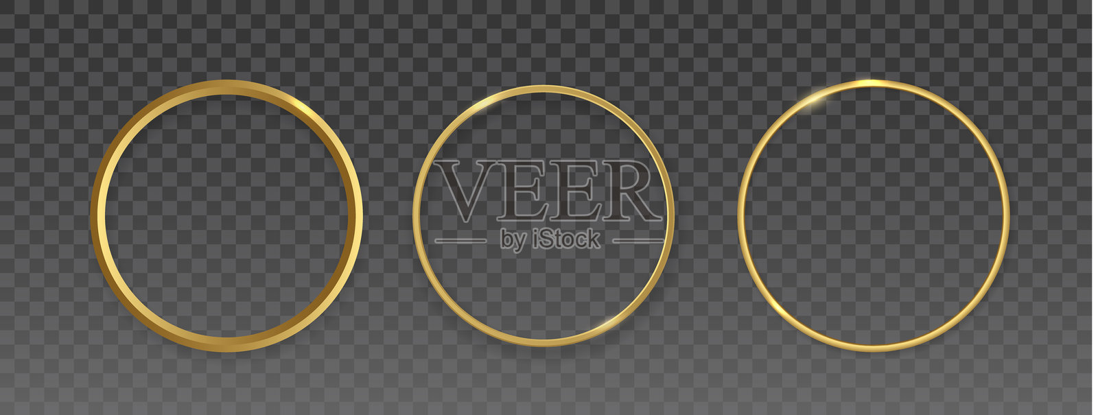金色发光圆形框架，带有透明背景上的闪亮光反射，优雅的圆环设计用于奢华装饰，魔法传送门效果，极简主义的发光金色光环用于创意。插画图片素材