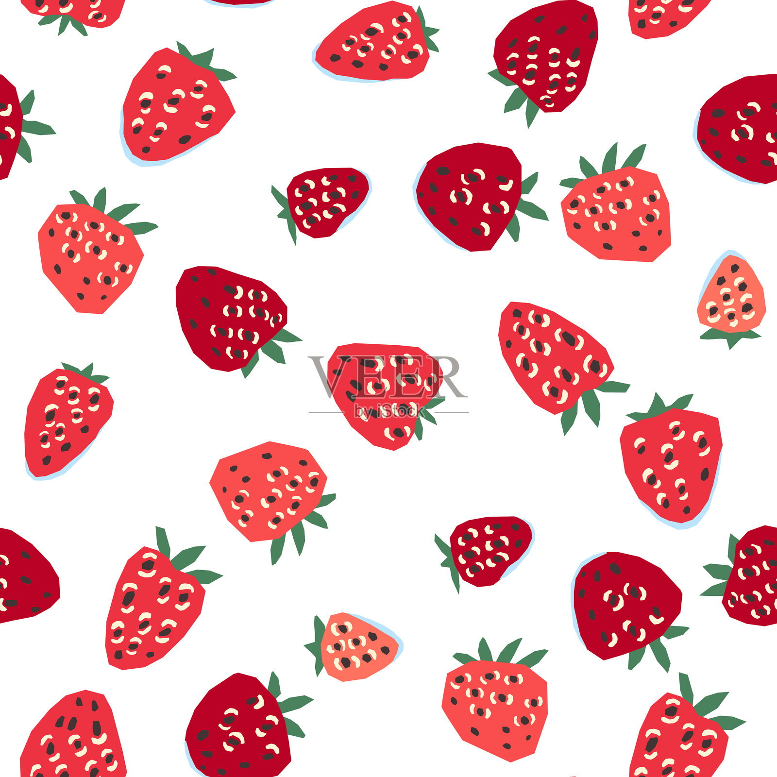 草莓无缝图案非常适合创造新鲜而令人兴奋的设计。食品背景插画图片素材