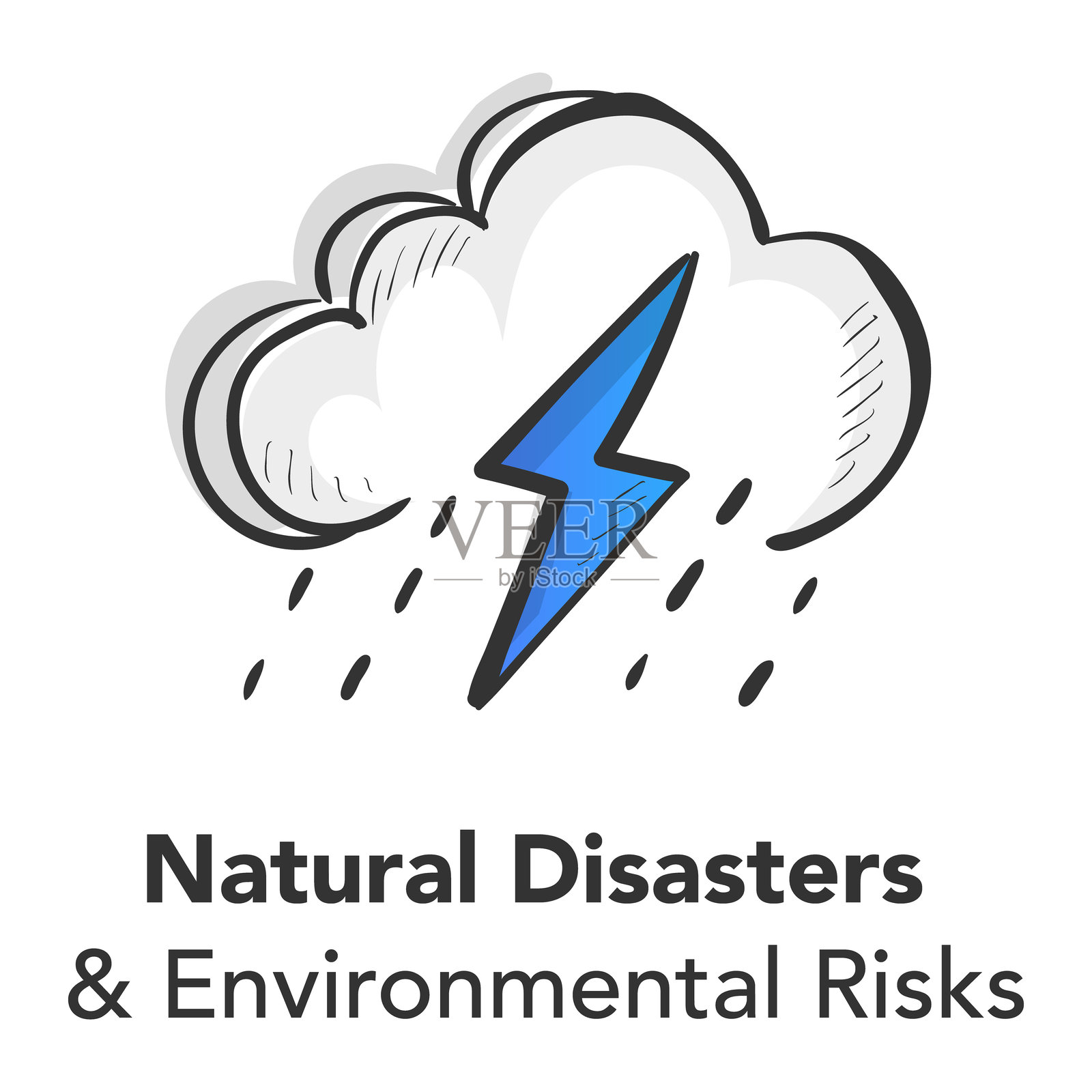 自然灾害与IT基础设施风险图标 环境威胁插画图片素材