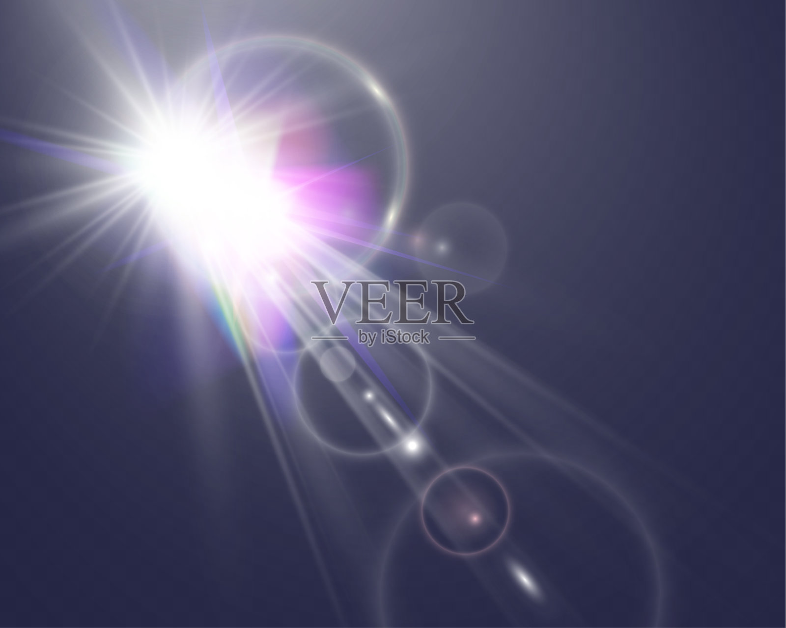 明亮的白色镜头光晕，闪耀的光芒爆发。插画图片素材