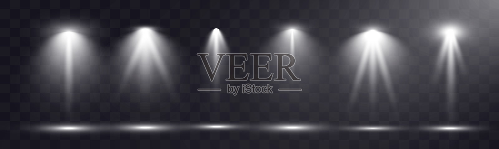 空旷的聚光灯舞台，背景为深色渐变，明亮的光束照亮中央。适合用于演示、表演或戏剧效果。插画图片素材