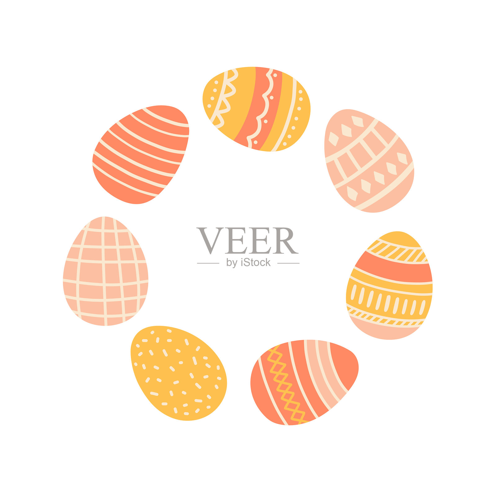 彩绘复活节彩蛋框架，边框带有空白区域。扁平风格的矢量设计。复活节假日季节性卡片、横幅、海报、元素、背景。插画图片素材