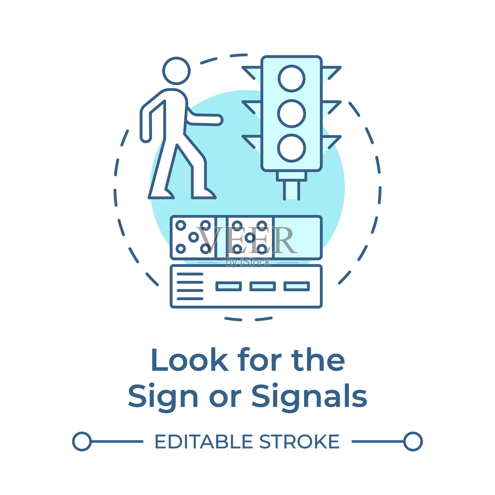 寻找标志和信号的柔和蓝色概念图标插画图片素材