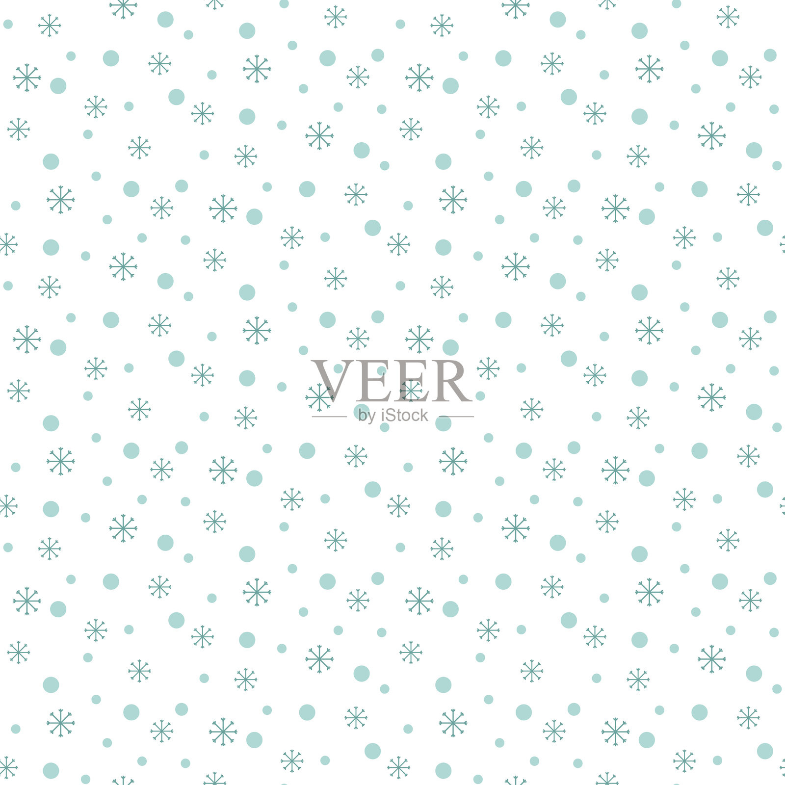 绿色圣诞雪花，白色背景上的雪花图案。插画图片素材