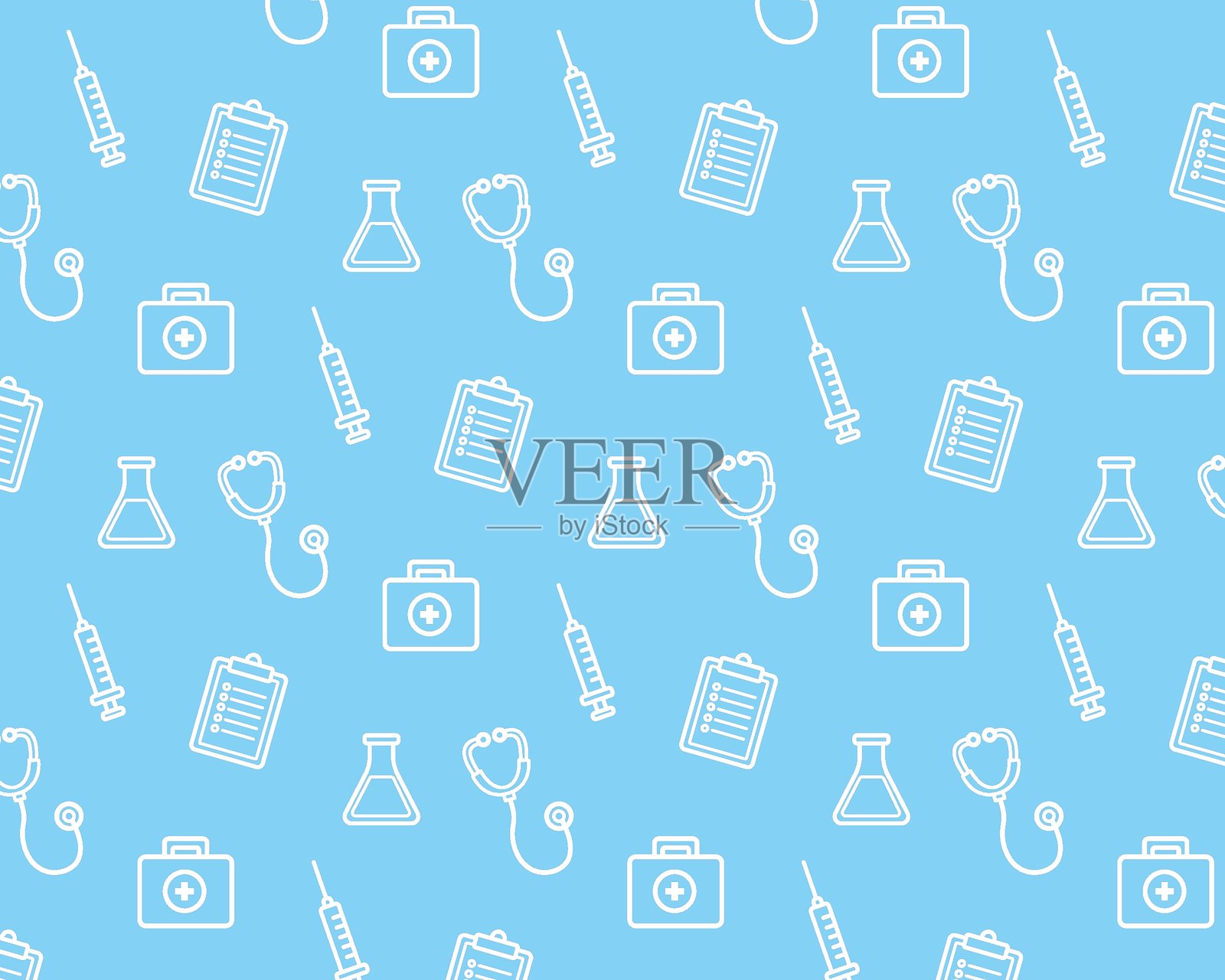 医疗器械。药房印刷。诊所图案。平面风格的矢量插图插画图片素材