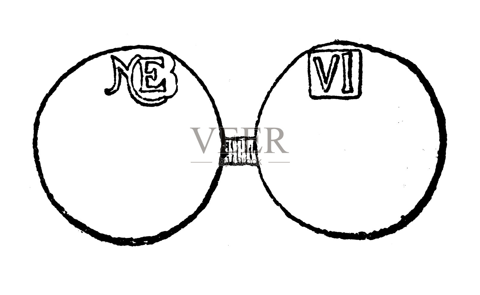第一枚新英格兰六便士，1652年插画图片素材