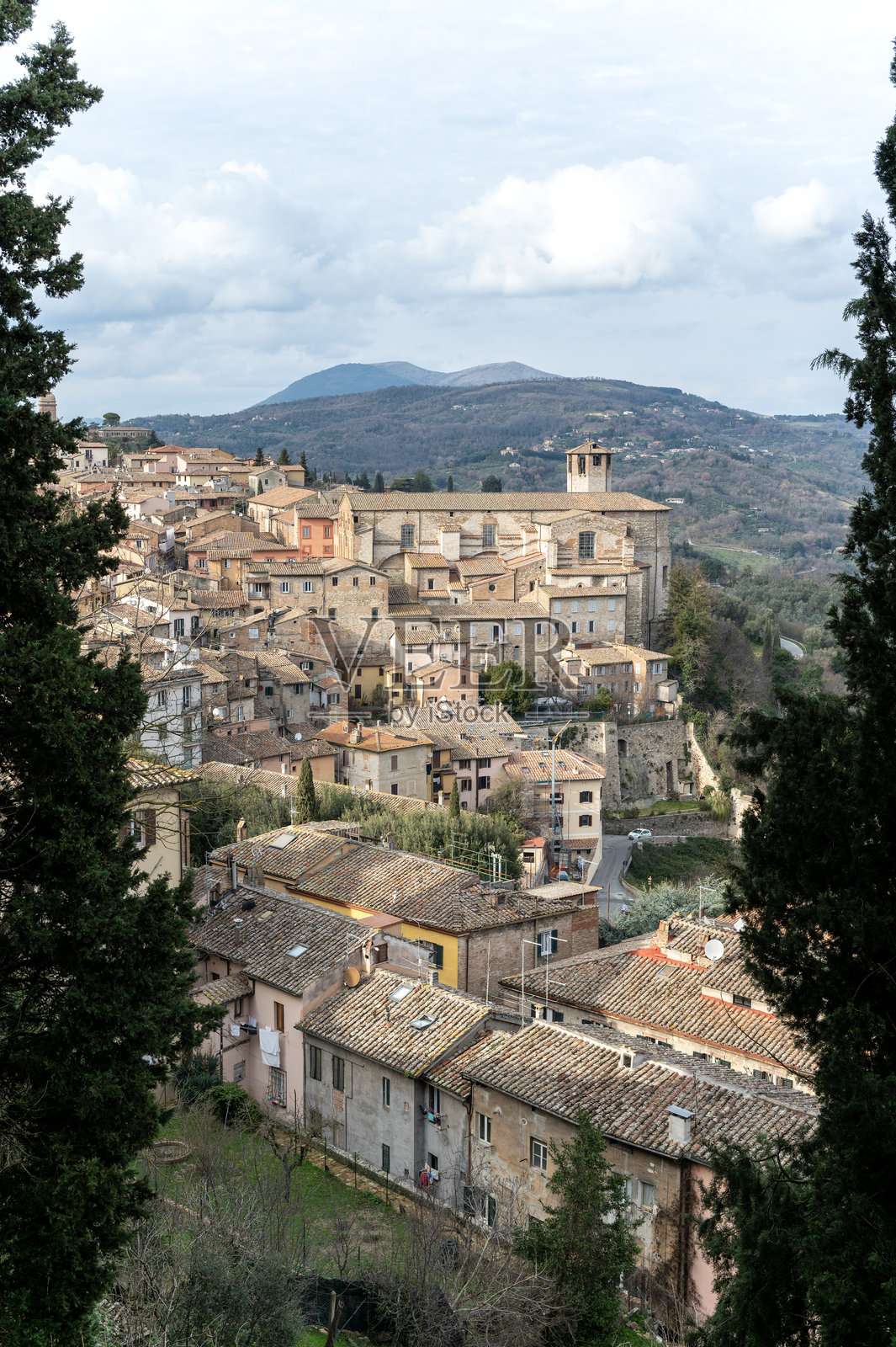 从索莱门口看佩鲁贾照片摄影图片