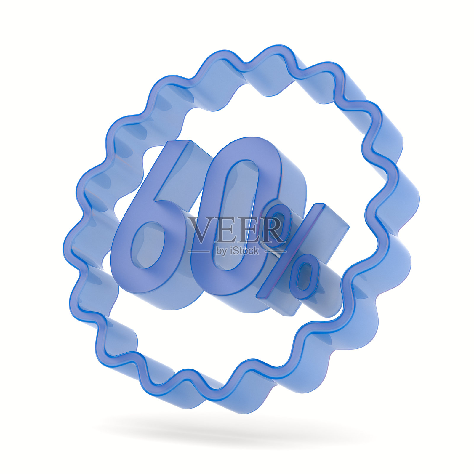 白色背景上的六十个百分点。孤立的3D插图照片摄影图片